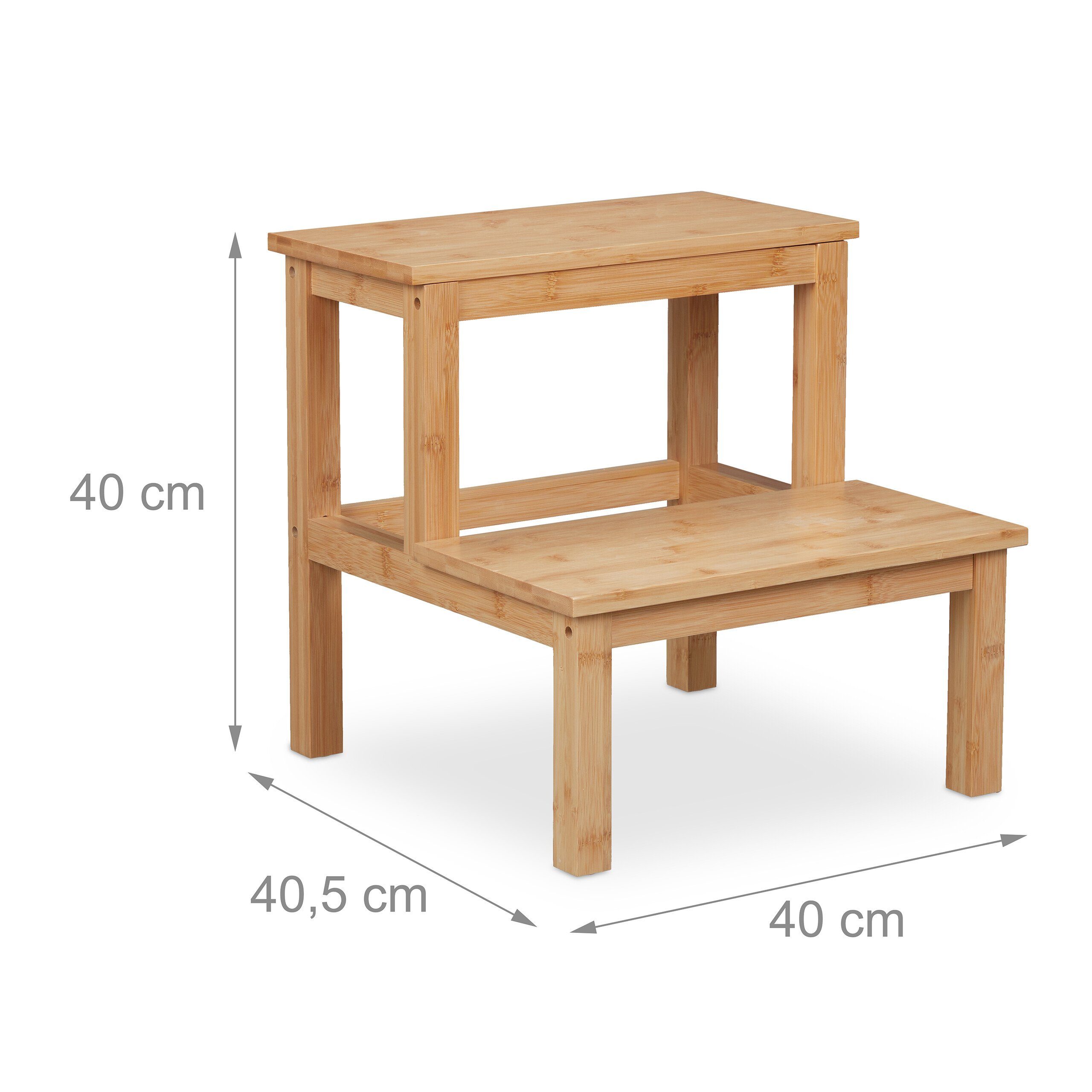 relaxdays Tritthocker Zweistufiger Tritthocker aus Bambus