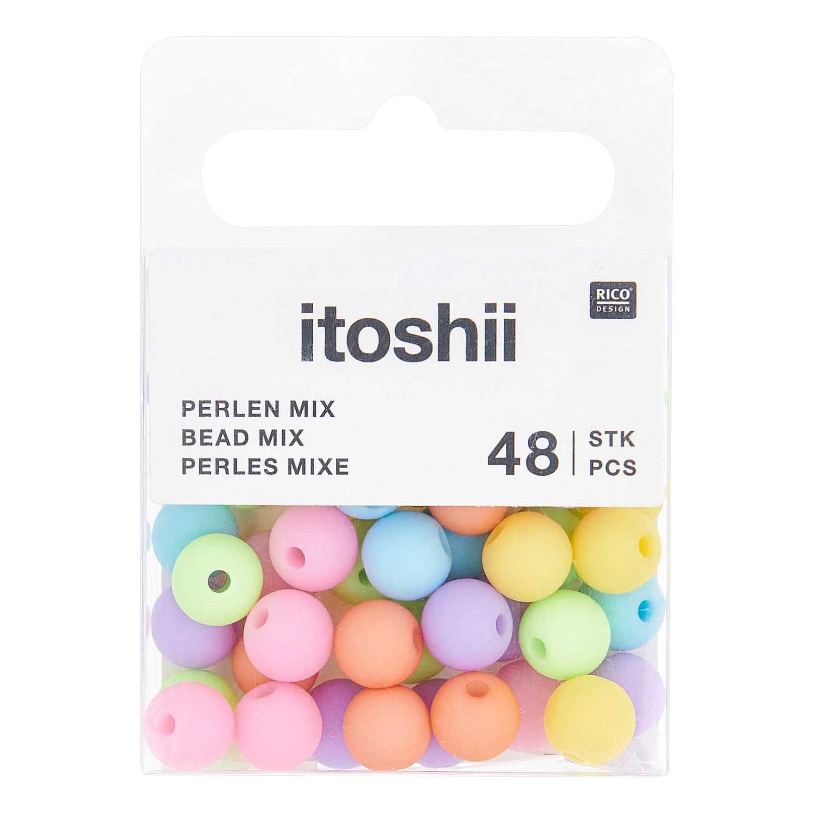 Rico Design Bastelperlen itoshii Pastell Matt, (48-tlg), Perlen Set