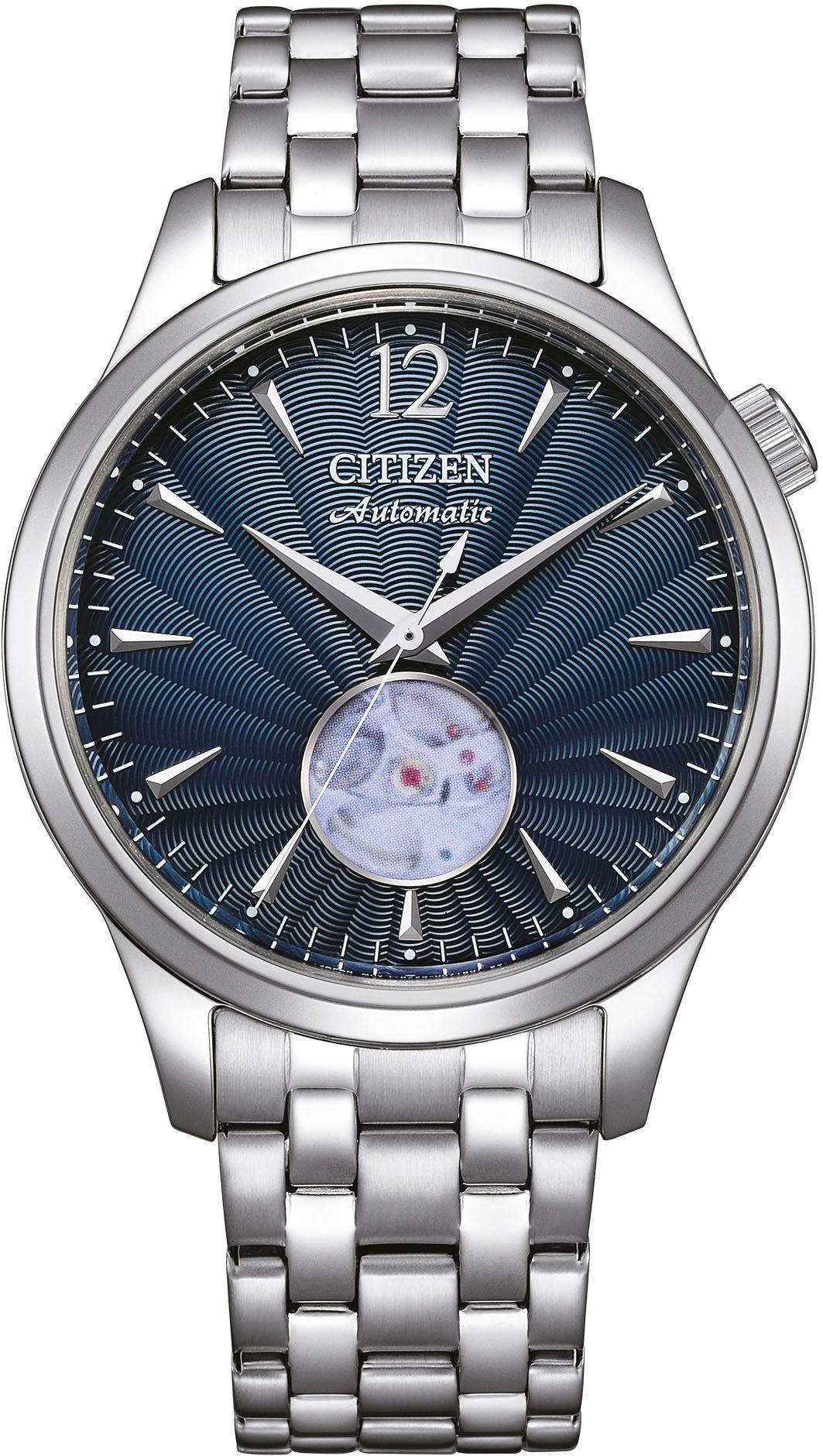 Citizen Automatikuhr NH9131-73L, Armbanduhr, Herrenuhr, Damenuhr, offene Unruh, Edelstahlarmband
