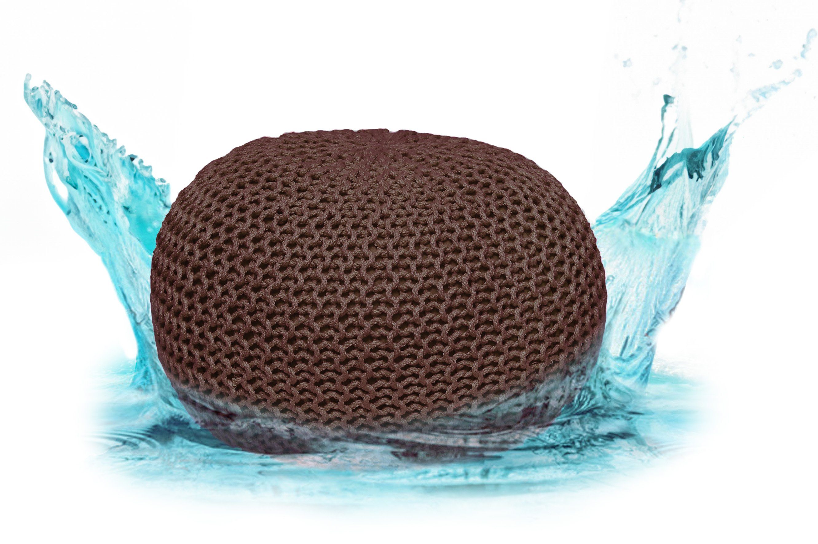 ELYFLAIR Outdoor Sitzpouf Wasserdicht - Grobstrick-Optik, 45cm Oder 55cm, Aus Recyceltem Kunststoff