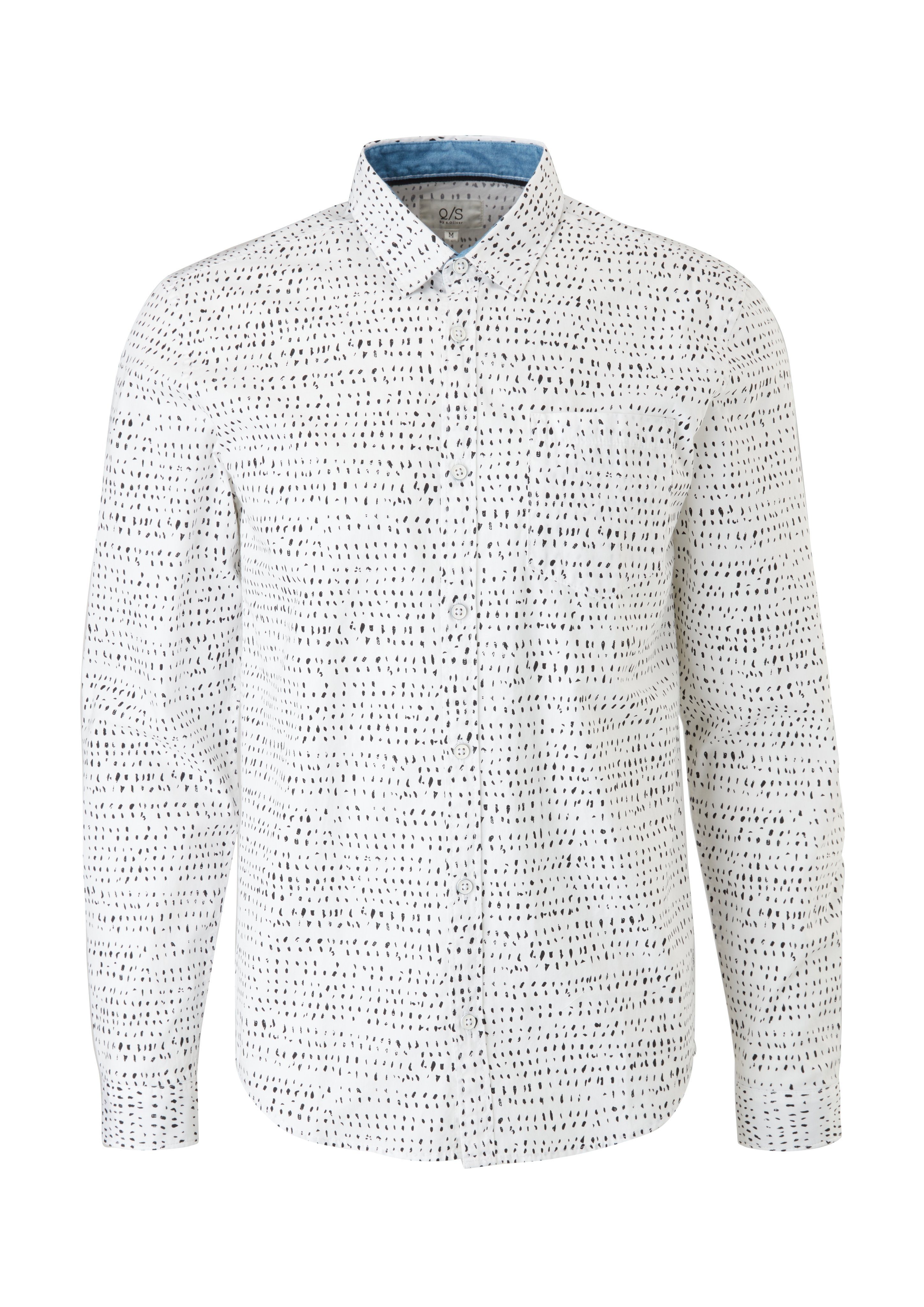 Herren Hemden Q/S by s.Oliver Langarmhemd Hemd mit Musterprint