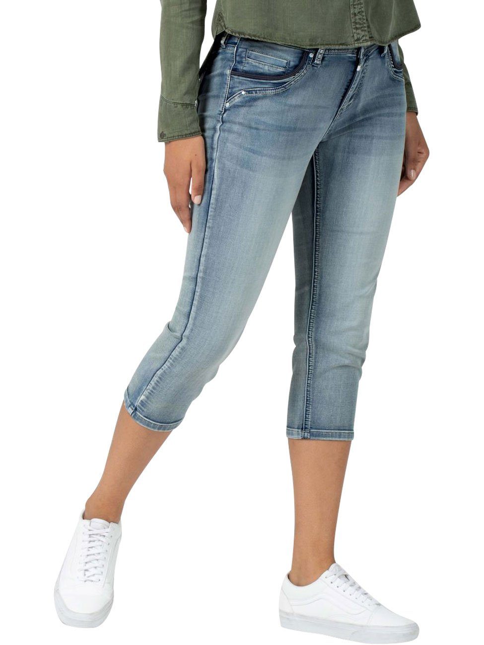 TIMEZONE Slim-fit-Jeans Tali mit aqua-blue Stretch