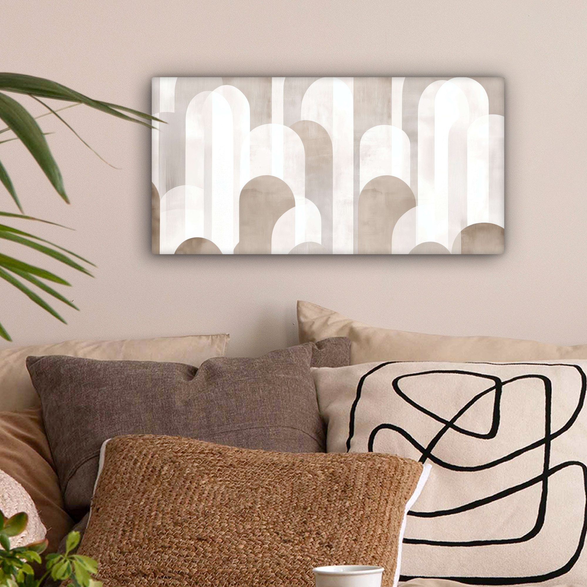 OneMillionCanvasses® Leinwandbild Panorama Abstrakte Bögen - Modern - Beige günstig online kaufen