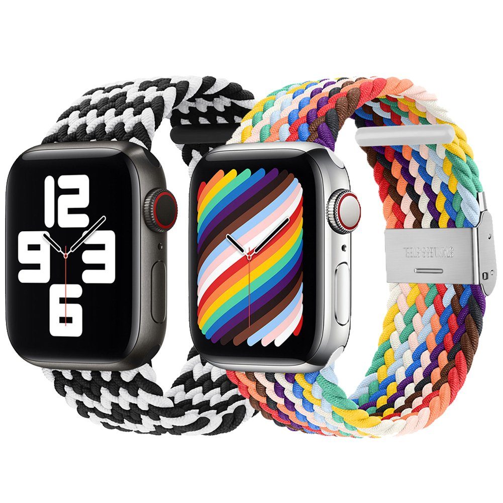 YSDYM Smartwatch-Armband 2 Stück Armband Stoffarmband Ersatz für Apple Watch 7/6 / SE, apple watch 7 armband 45mm, apple watch 7 45mm,apple watch 7 armband