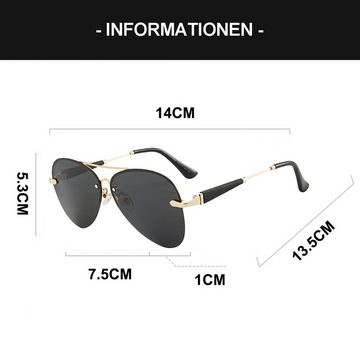 Rnemitery Sonnenbrille Metallrahmen Polarisiert Sonnenbrille Unisex UV400 Schutz Fahrerbrille