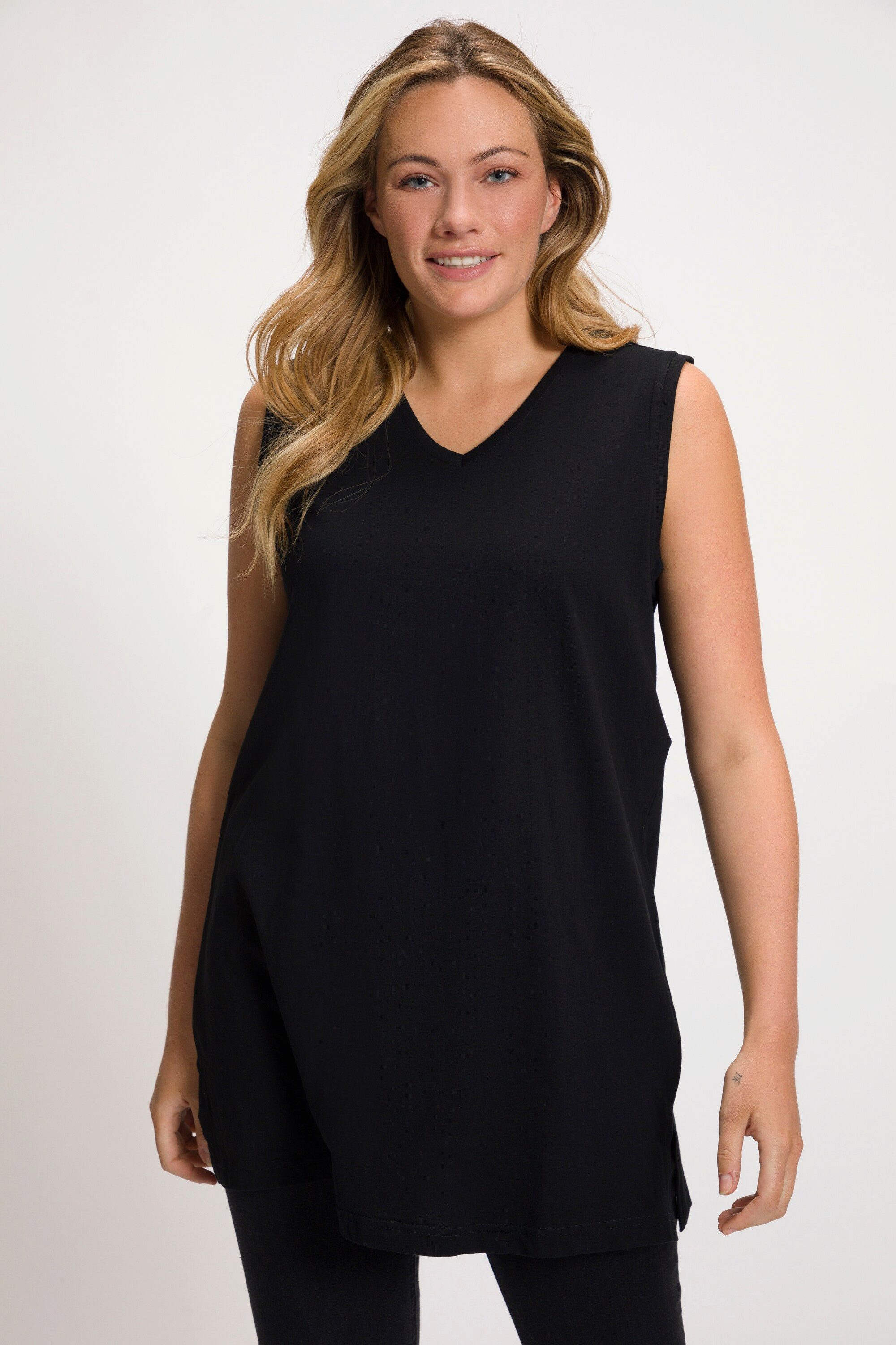Ulla Popken Longtop Top V-Ausschnitt Relaxed günstig online kaufen