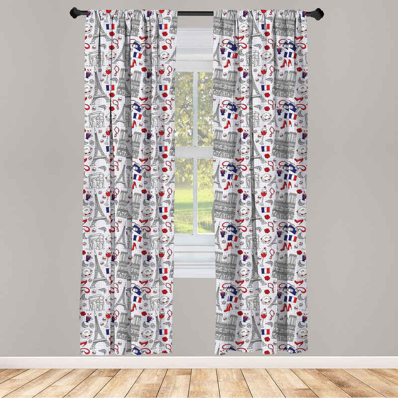 Gardine Vorhang für Wohnzimmer Schlafzimmer Dekor, Abakuhaus, Microfaser, Eiffel Französisch Travel Pattern