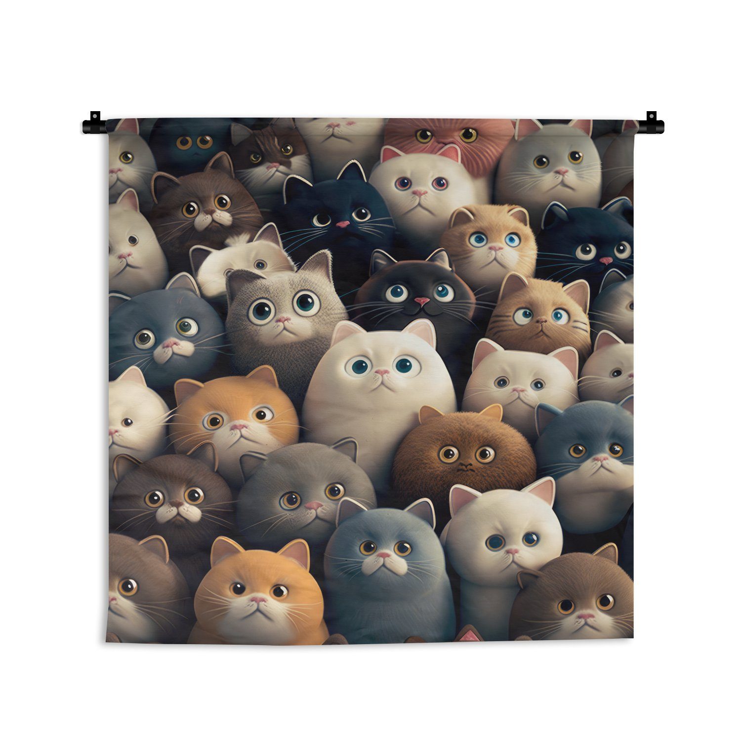 MuchoWow Wanddekoobjekt Katzen - Tiere - Katze - Design - Mädchen - Jungen, Wanddeko für Wohnzimmer, Schlafzimmer, Kleid, Wandbehang, Kinderzimmer