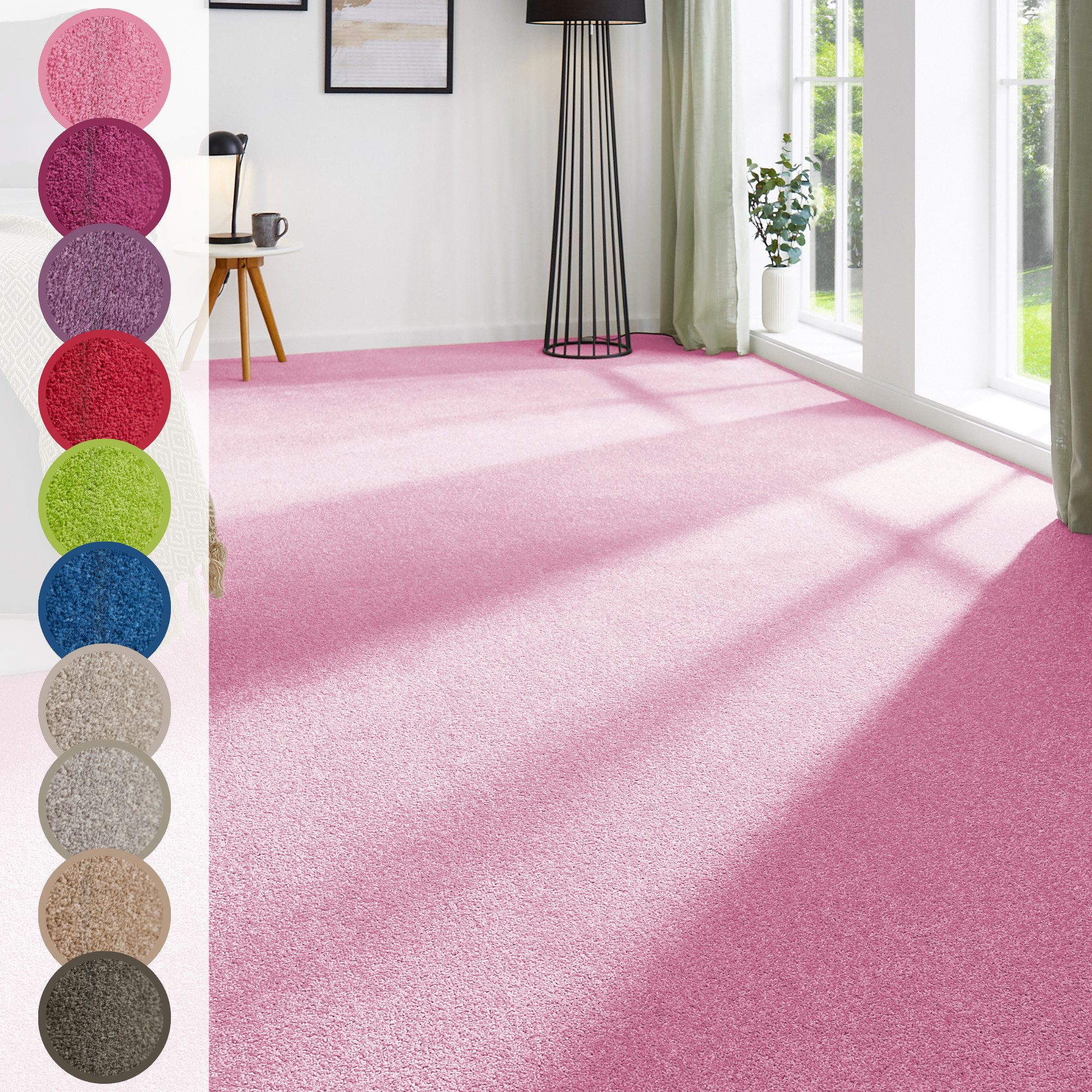 Andiamo Teppichboden Ines, Kräuselvelours, Gesamthöhe 8,5 mm, Luxusklasse LC2, rechteckig, Uni Farben, Breite 400 cm, strapazierfähig & pflegeleicht