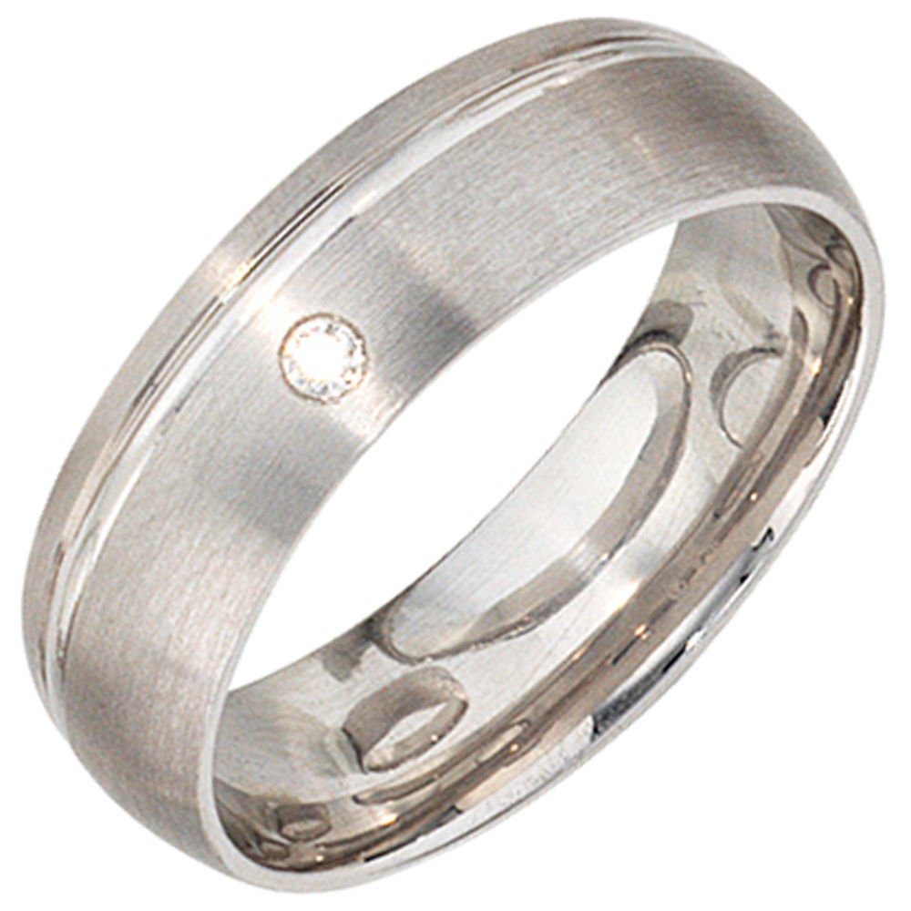 Schmuck Krone Silberring Ring mit Zirkonia, 925 Silber, mattiert, Silber 925