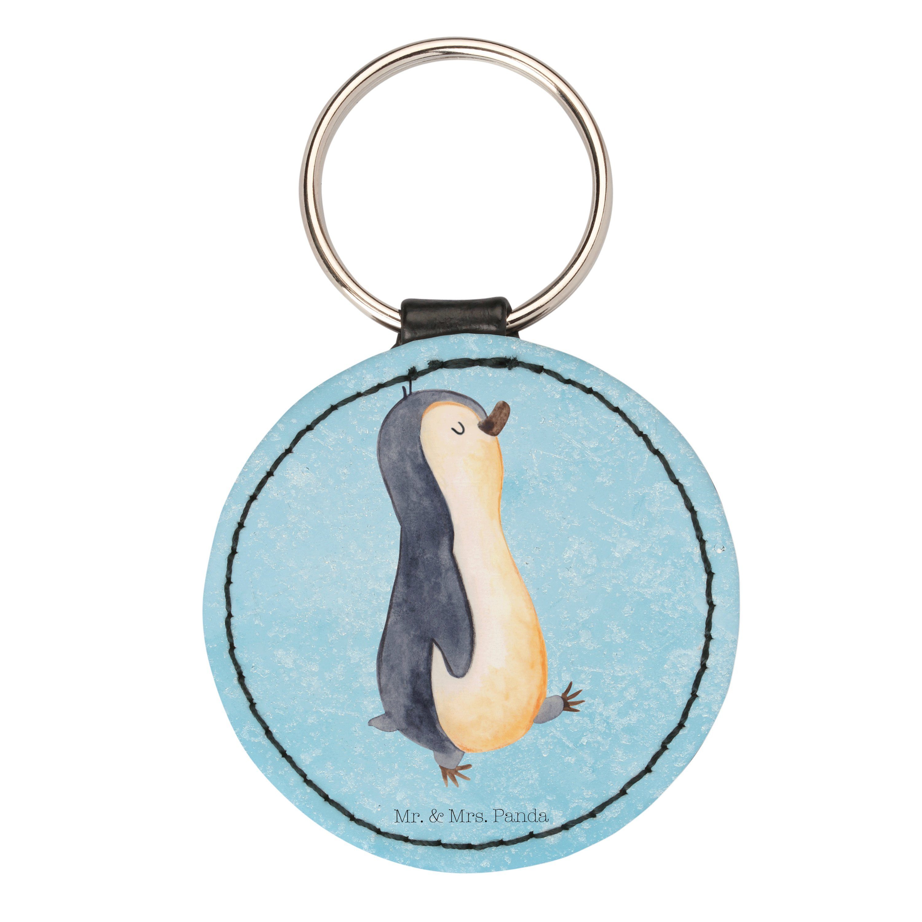 Mr. & Mrs. Panda Schlüsselanhänger Pinguin marschierend - Eisblau - Geschenk, Schutzengel, Anhänger, spa (1-tlg)