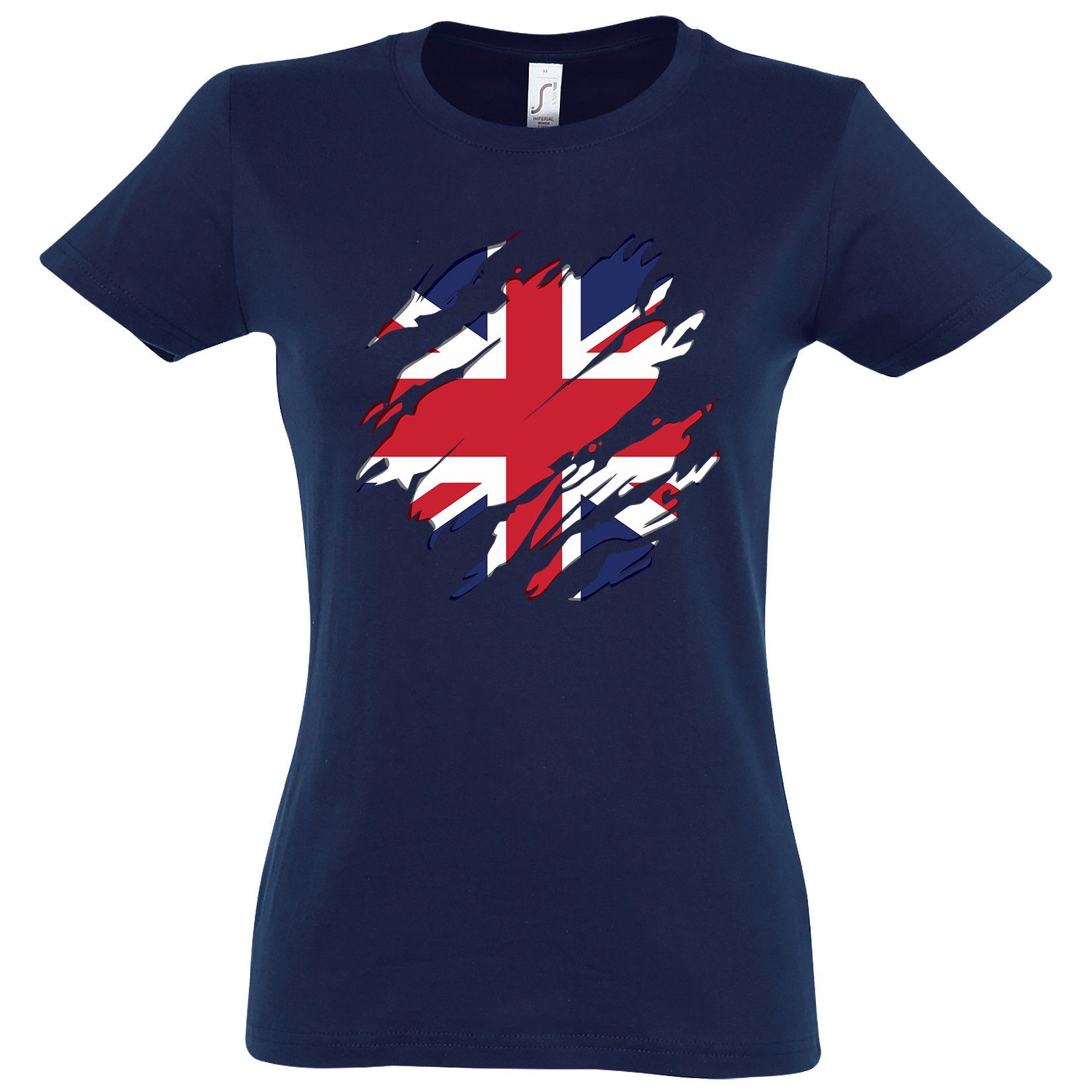 Youth Designz T-Shirt England Britain Damen Shirt mit trendigem Motiv Navyblau