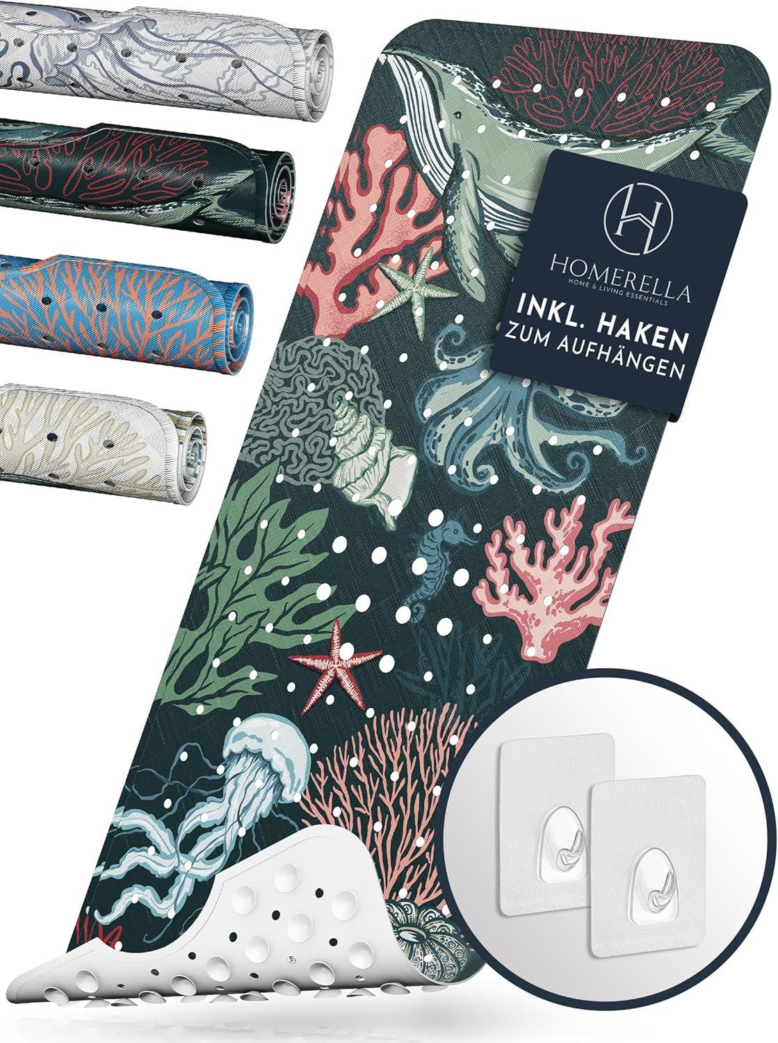 Homerella Badematte rutschfest 100% BPA frei inkl. 2 Haken zum Aufhängen 10 günstig online kaufen