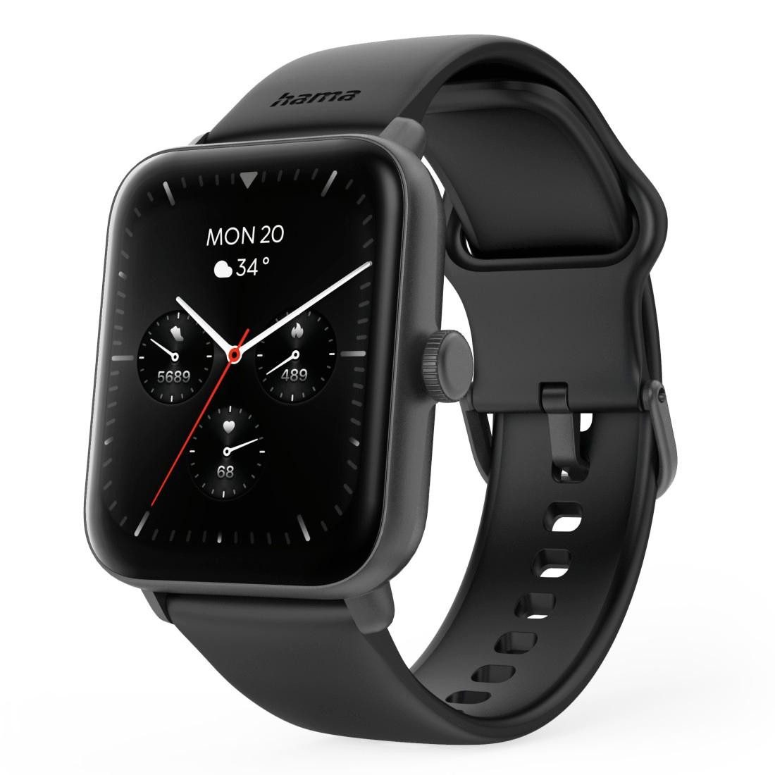 Hama Smartwatch 1,65“ mit GPS (Fitness, Puls, wasserdicht) Smartwatch (1,65 Zoll)