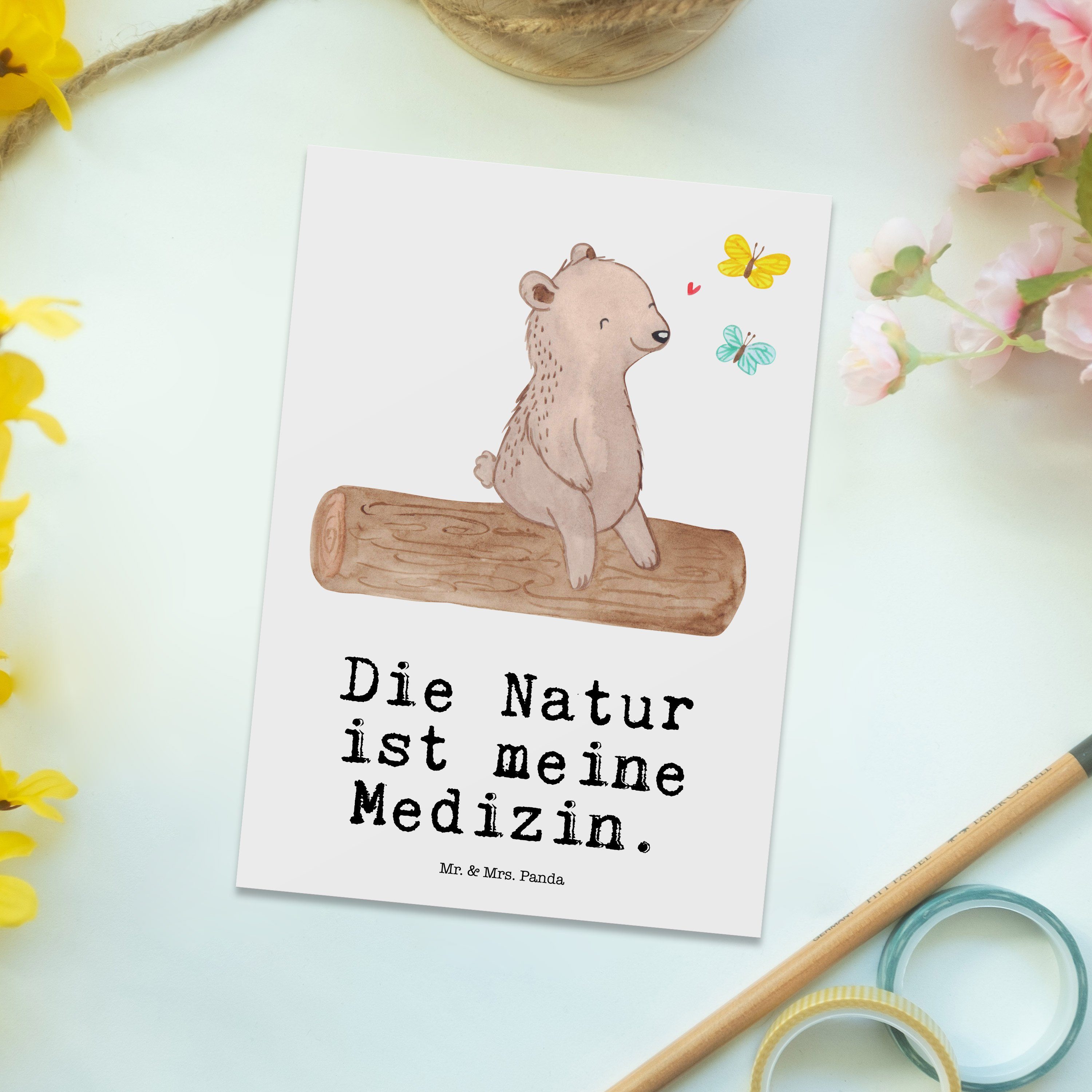 Mr. & Mrs. Panda Naturliebhaber Geschenk, Weiß - Postkarte Lover Medizin Nature - Bär Schenken