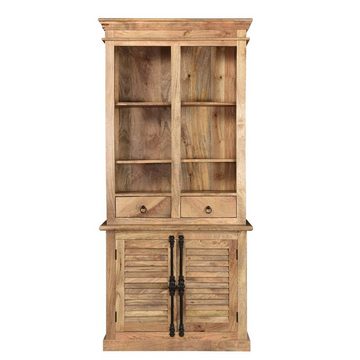 baario Mehrzweckschrank Regalschrank ORLEANS massiv Mangoholz Landhaus Antik Design rustikal Lamellen