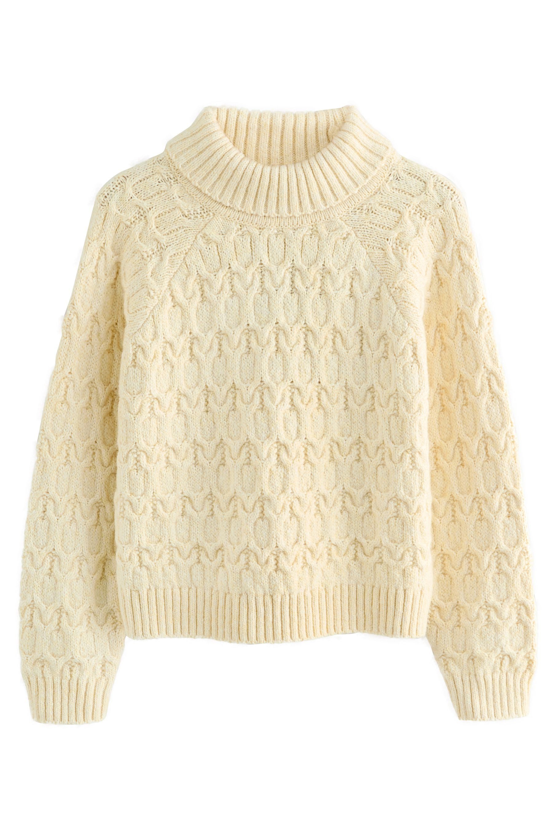 Strickpullover Rollkragenpullover mit Zopfmuster
