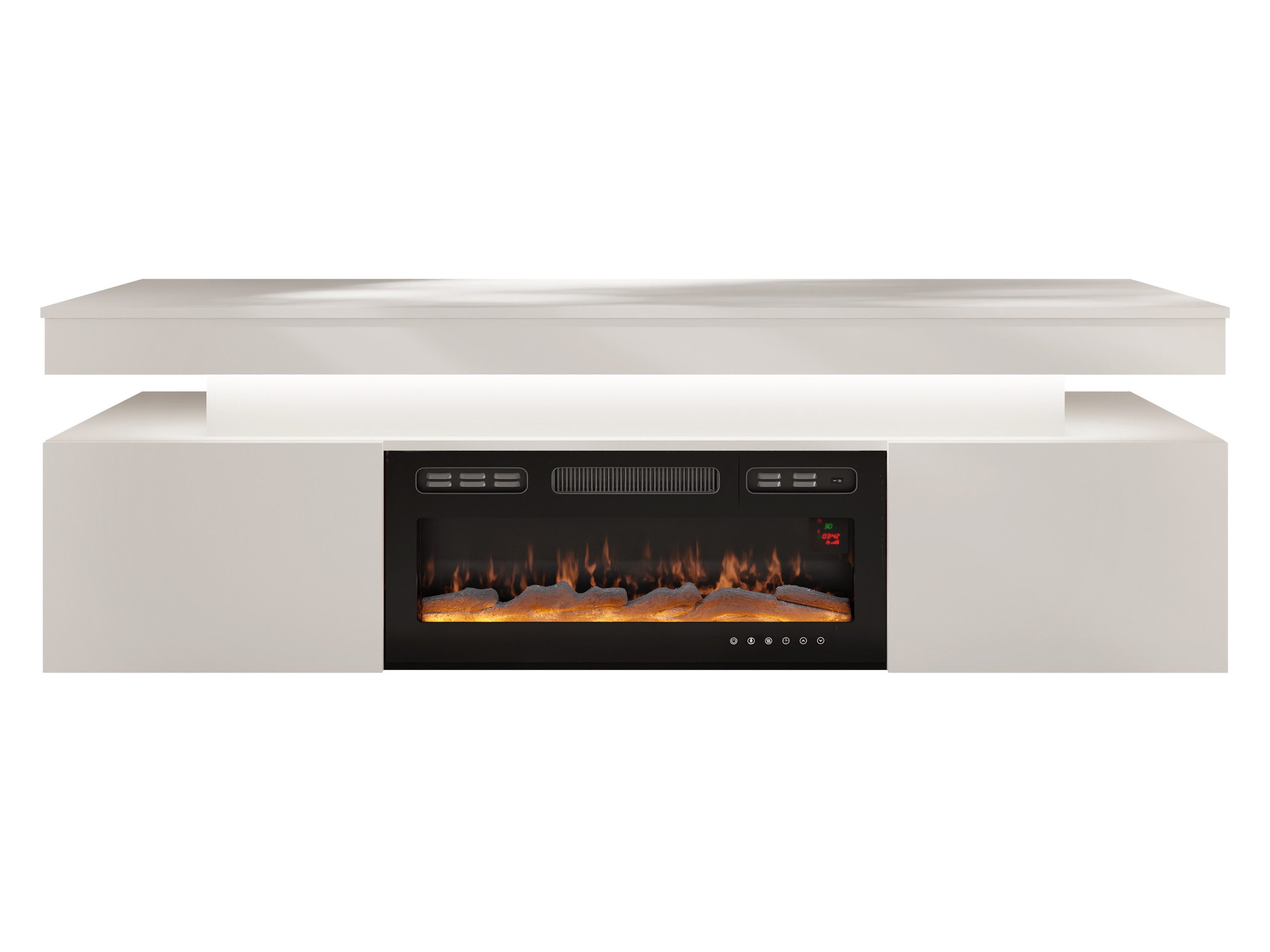 MIRJAN24 TV-Schrank EF 2D Glossa Bis mit Kamin (mit zwei Drehtüren) Realistische LED-Flamme