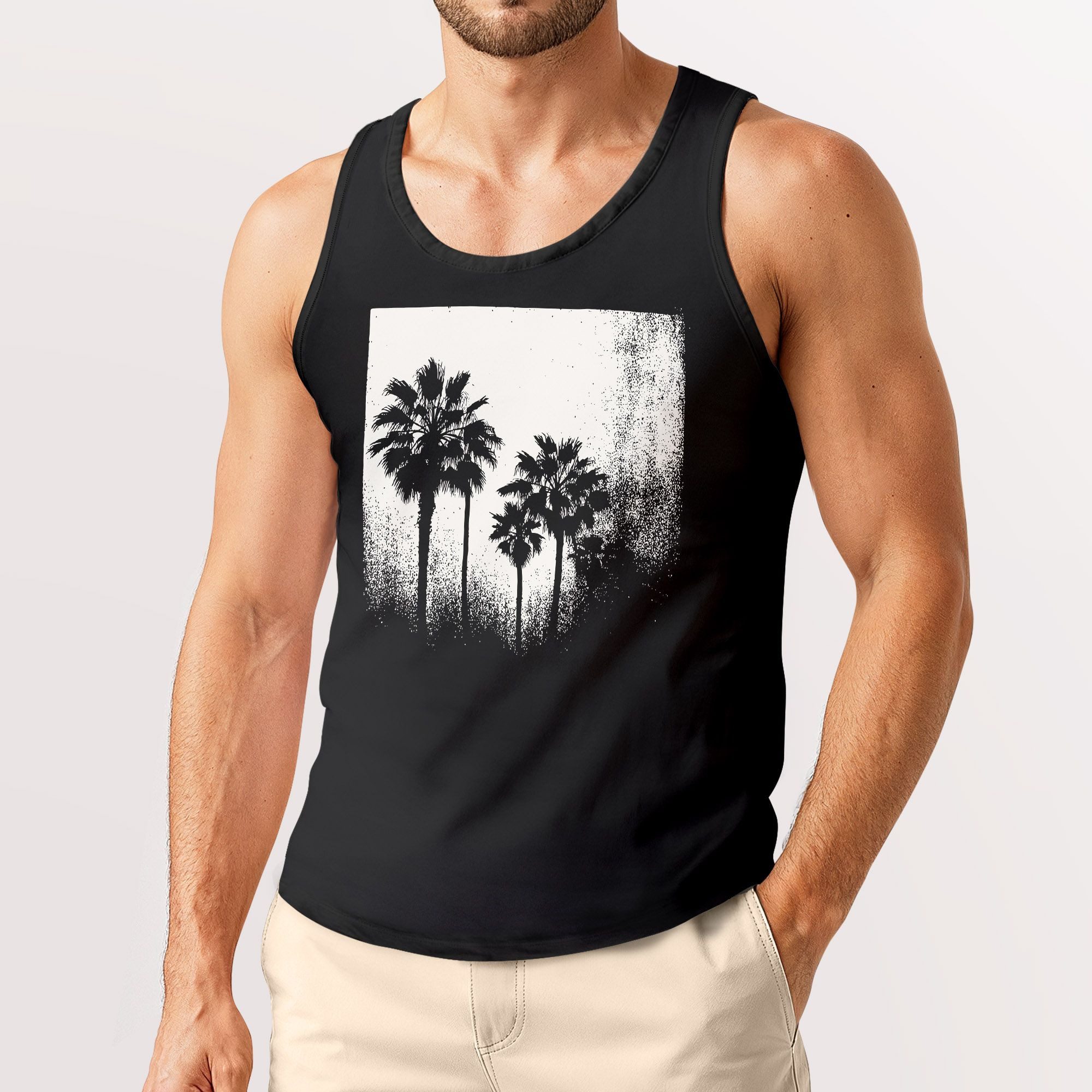 Neverless Tanktop Herren Tank-Top Palmen Fotoprint Vintage Style Frontprint günstig online kaufen