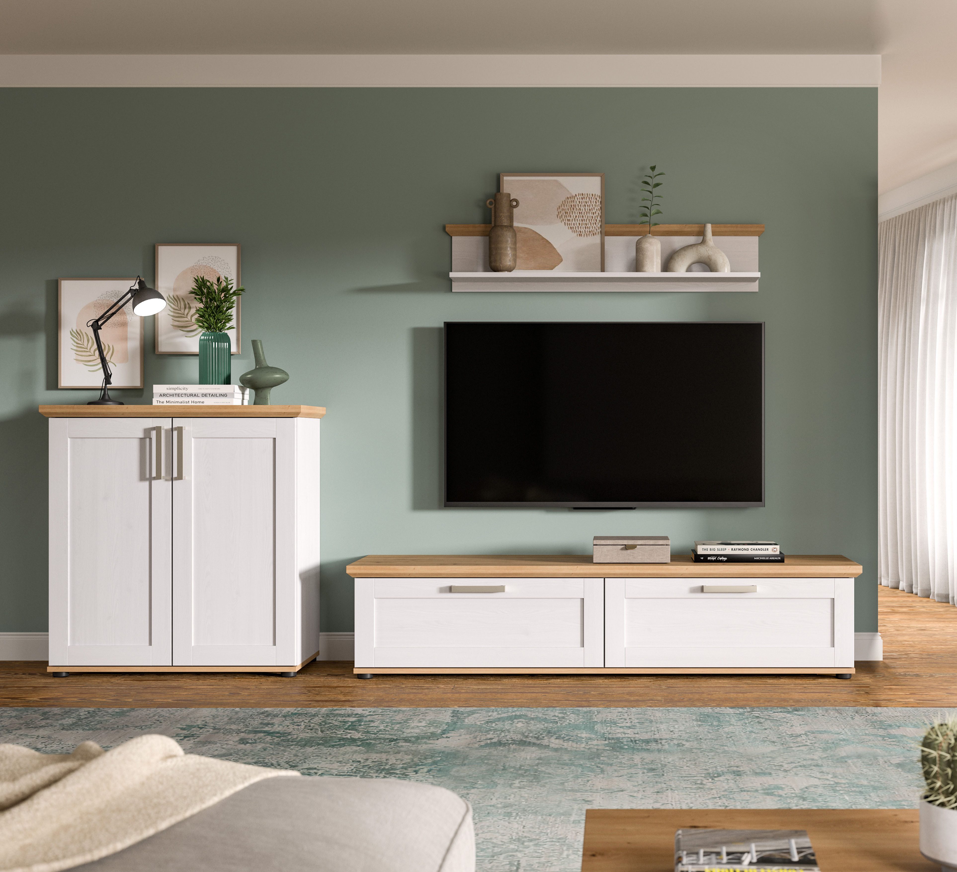 Home affaire Wohnwand Cosenza, (Set, 3-St), Cosenza, Breite: 260 cm, Highboard, Lowboard, Wandboard