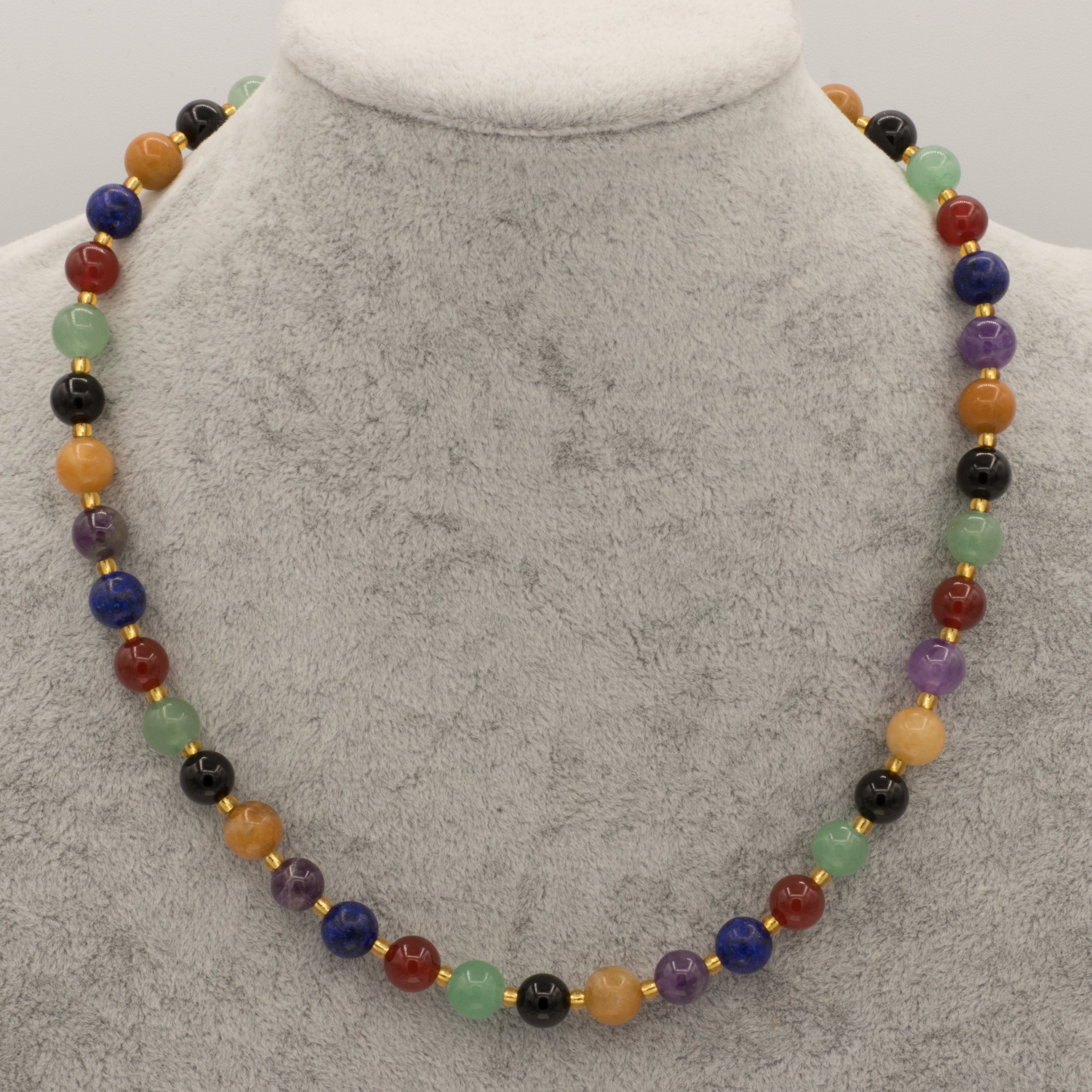 Bella Carina Perlenkette Kette mit Edelstein Perlen Amethyst Jade Onyx Lapi günstig online kaufen