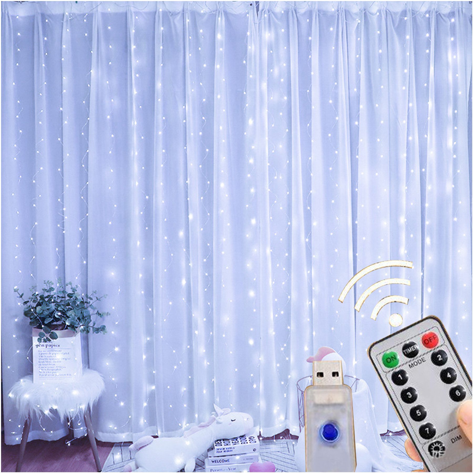 Senmudi LED-Lichtervorhang Lichtervorhang,3x3m Lichterketten Vorhang Lichte günstig online kaufen
