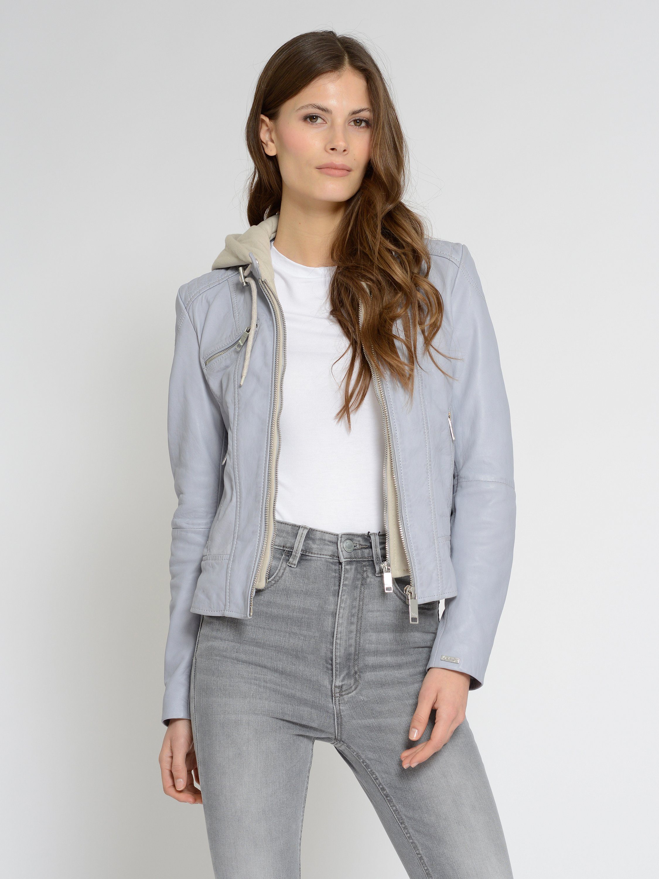 Maze Lederjacke Mico baby blue | Übergangsjacken