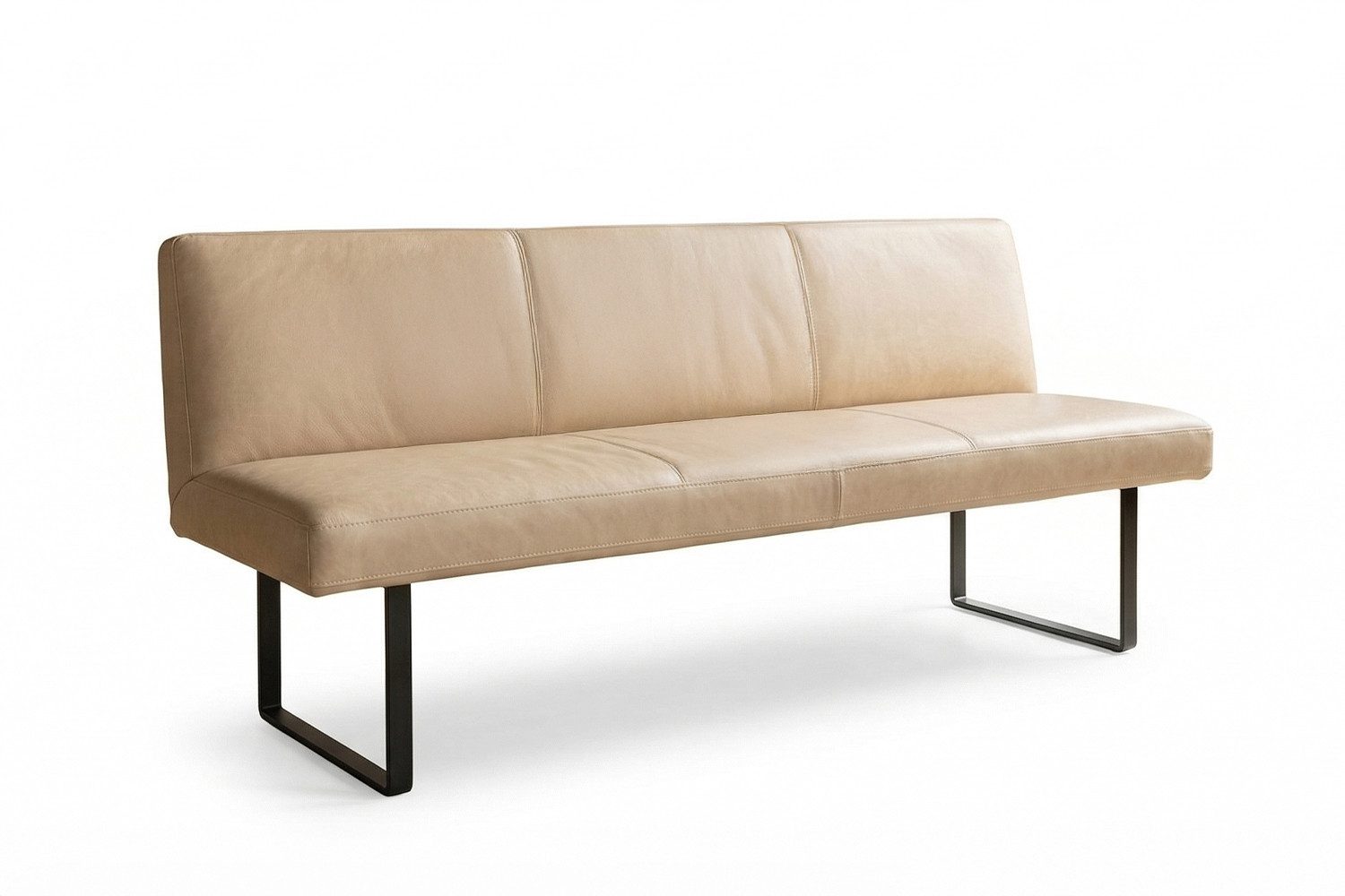 KAWOLA Sitzbank ELEEN Esszimmerbank Leder pigmentiert – modernes Design, 243 cm Breite, hoher Sitzkomfort, Metallgestell schwarz