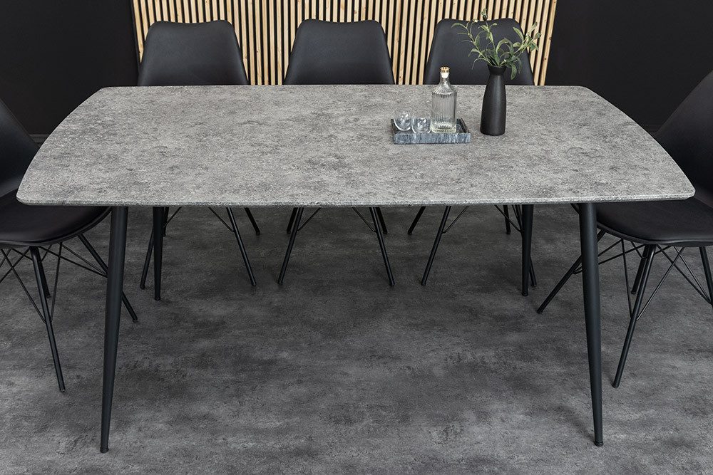 riess-ambiente Esstisch APARTMENT 140cm grau - Betonoptik, Metallgestell, Modern, 6 Personen (Einzelartikel, 1-St), kompakter Wohntisch - ideal für Küche, Essbereich und Wohnzimmer