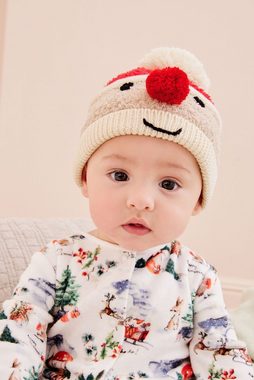 Next Erstlingsmütze Babystrickmütze mit Bommel Weihnachtsmann (1-St)