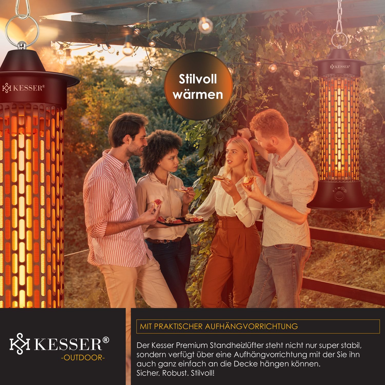 KESSER Terrassenstrahler, Standheizstrahler Infrarotheizung, 1200W Heizstrahler Energie