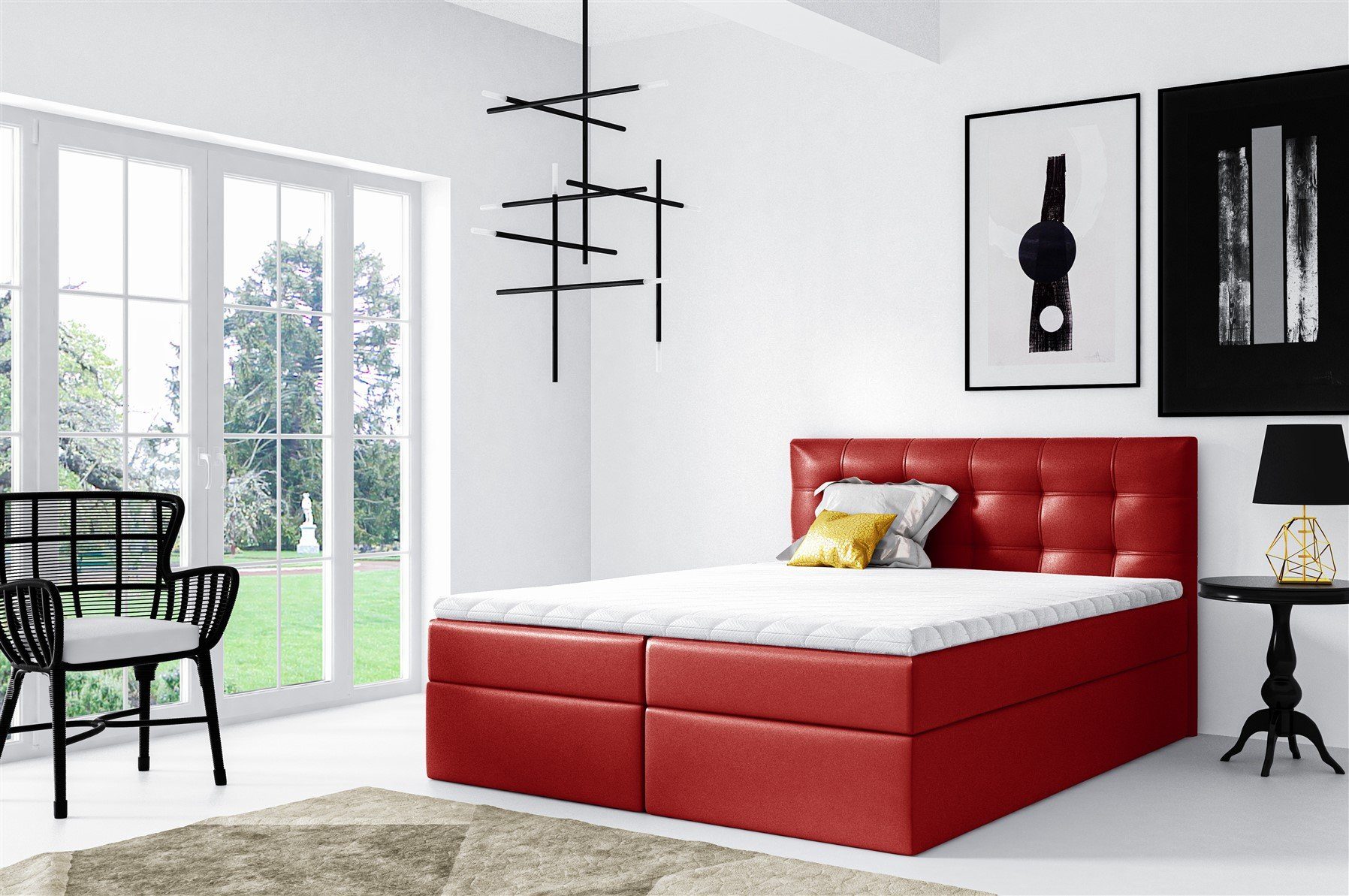 Fun Möbel Boxbett Schlafzimmerbett OVIEDO in Kunstleder (Gepolstertes Kopfteil und gepolsterte Bettkästen, Beidseitig aufklappbare Bettkästen), Inkl. Kaltschaumtopper und Bettkasten