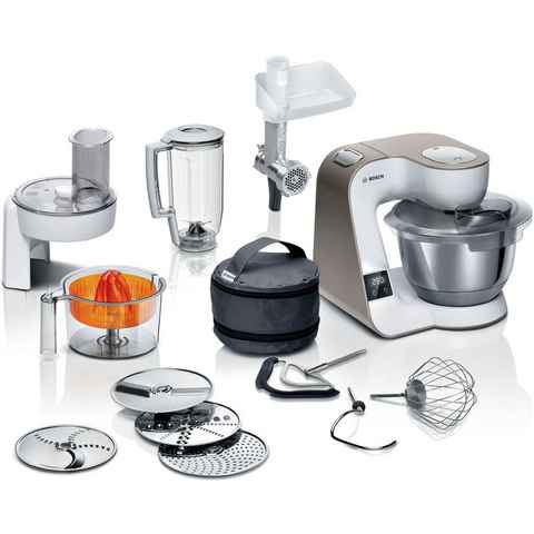 BOSCH Küchenmaschine MUM5XW40 MUM5, 1000 W, 3,9 l Schüssel, Waage, Patisserieset, Schnitzler, 4 Scheiben, Fleischwolf,Zitruspresse