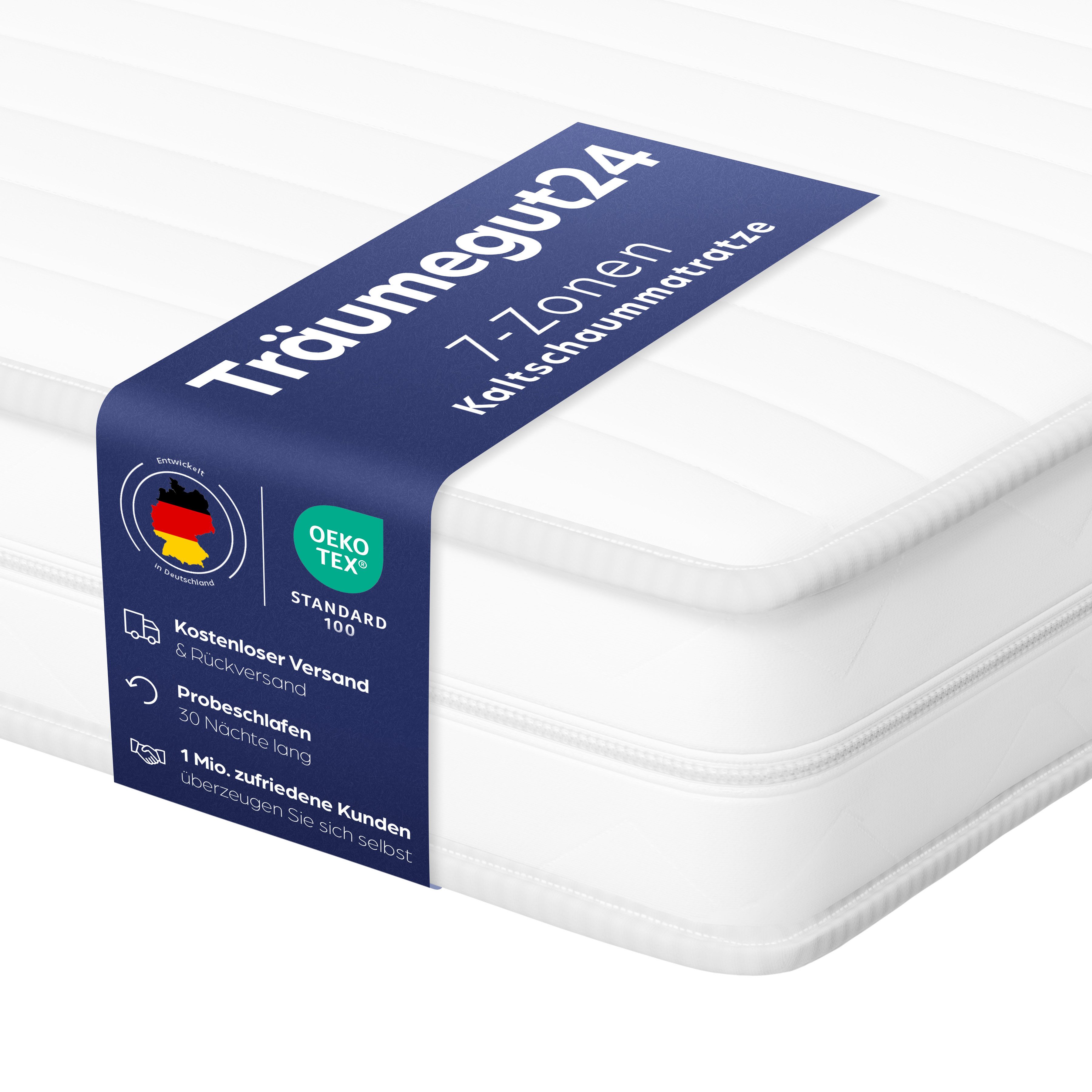 Kaltschaummatratze AquaFlex - 7-Zonen Wendematratze mit zwei Liegeseiten H2&H3