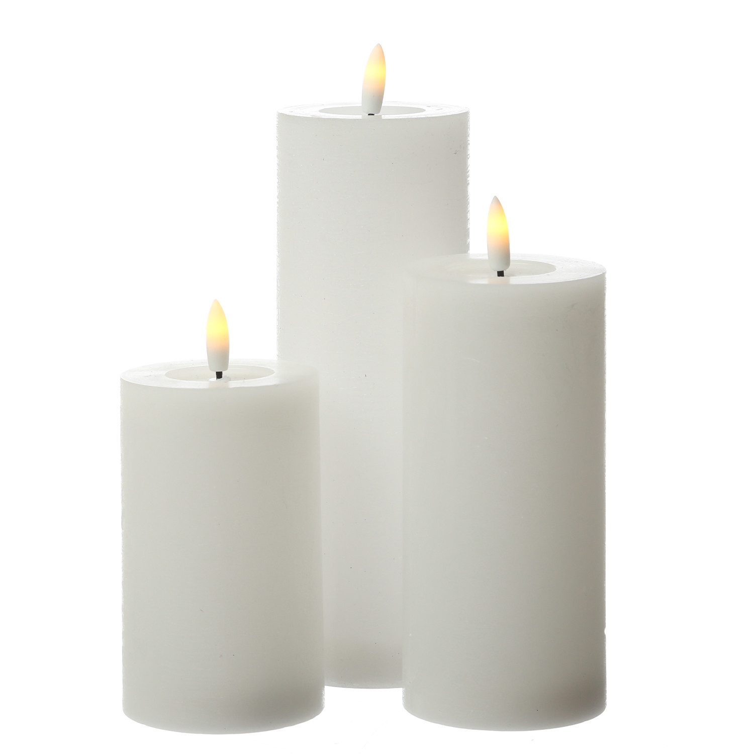 Adilina LED-Kerze Kerzenset LINA Rustik Optik für Adventskranz 3 Größen Timer weiß 3St, LED Classic, warmweiß (2100K bis 3000K)