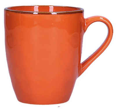 Rose & Tulpani Tasse Große Tasse Steingut Becher mit Henkel 430ml Orange, Steingut, Handgefertigt, Backofengeeignet