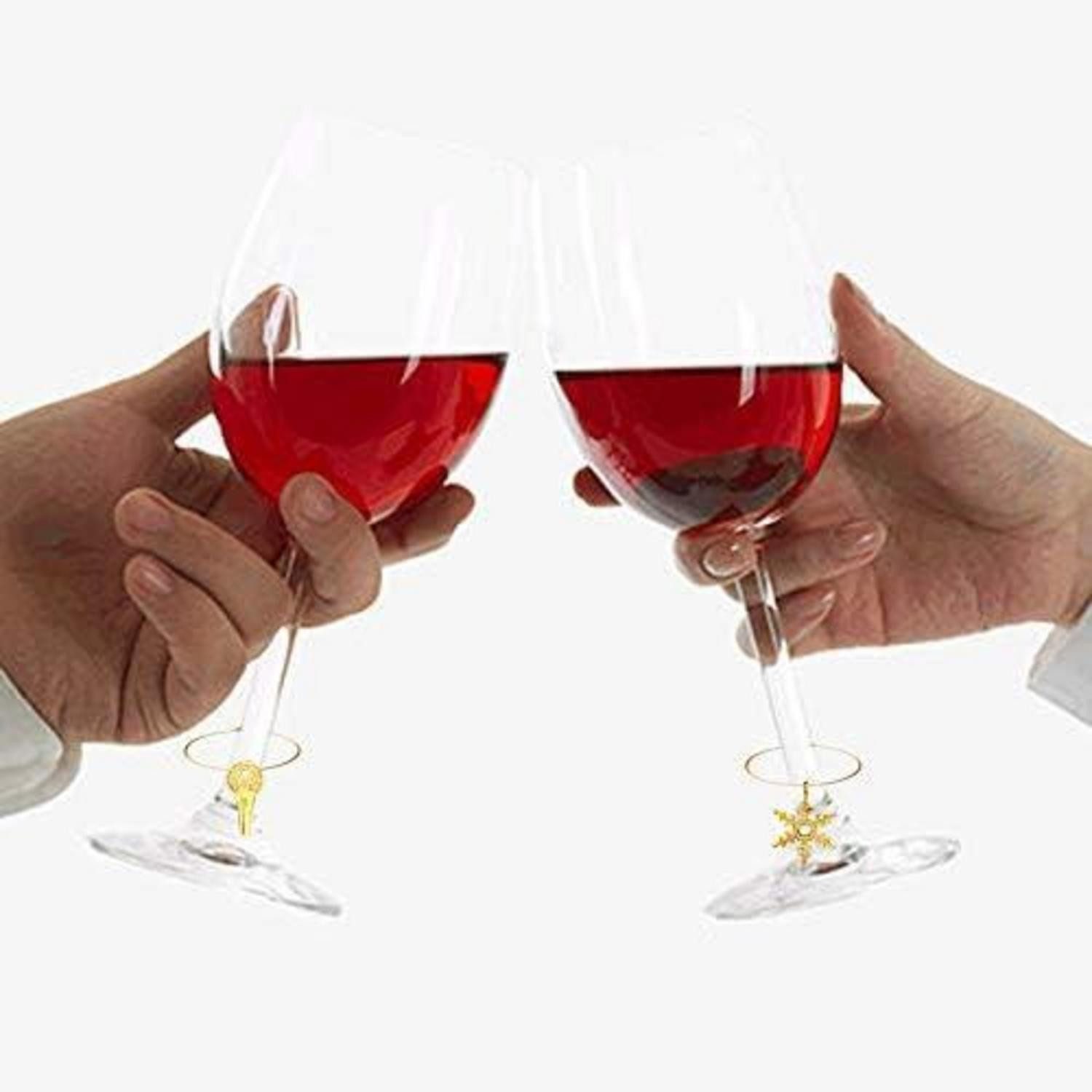 LuxusKollektion Weinglas Weinglas Anhänger Charms Kelch Marker Schnalle Goldmotiv – 50 Stück