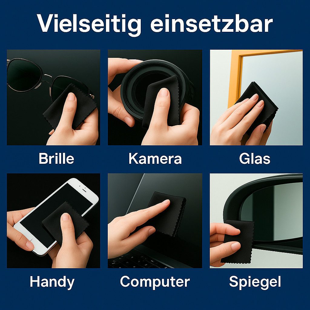 Kemes Brillenputztücher Brillenreinigungstuch Mikrofaser Mikrofasertuch (15x18 cm, Set, 6 Stück) – Bild 2 von 5