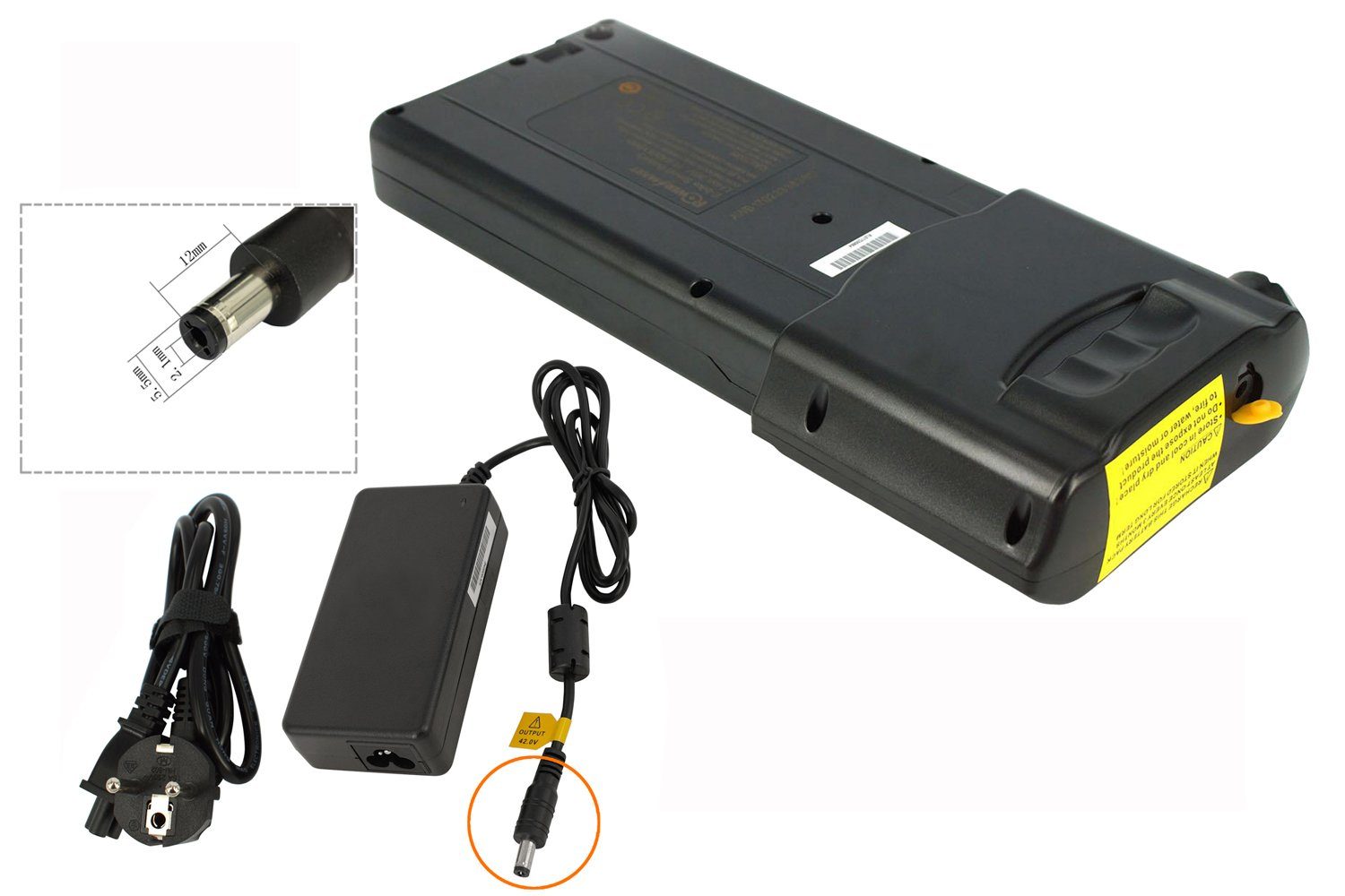 PowerSmart ANS-KLC36S92B E-Bike Akku für Ansmann Porta 14Ah für E-Bikes Pedelecs von MiFa, Victoria, Telefunken, E-Bike solutions, ElFei Long Travel mit 2A Ladegerät Lithium-ion 14000 mAh (36 V)