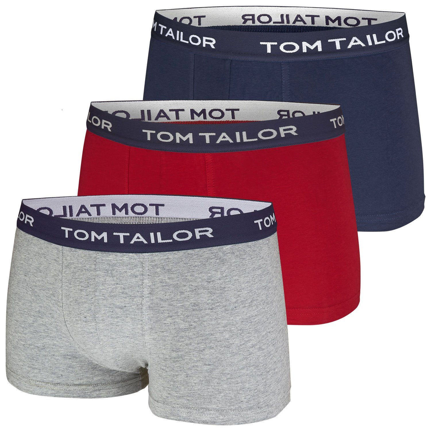 TOM TAILOR im kürzerem 3er Pack mit (3-St) Boxershorts Bein navy/rot/grau