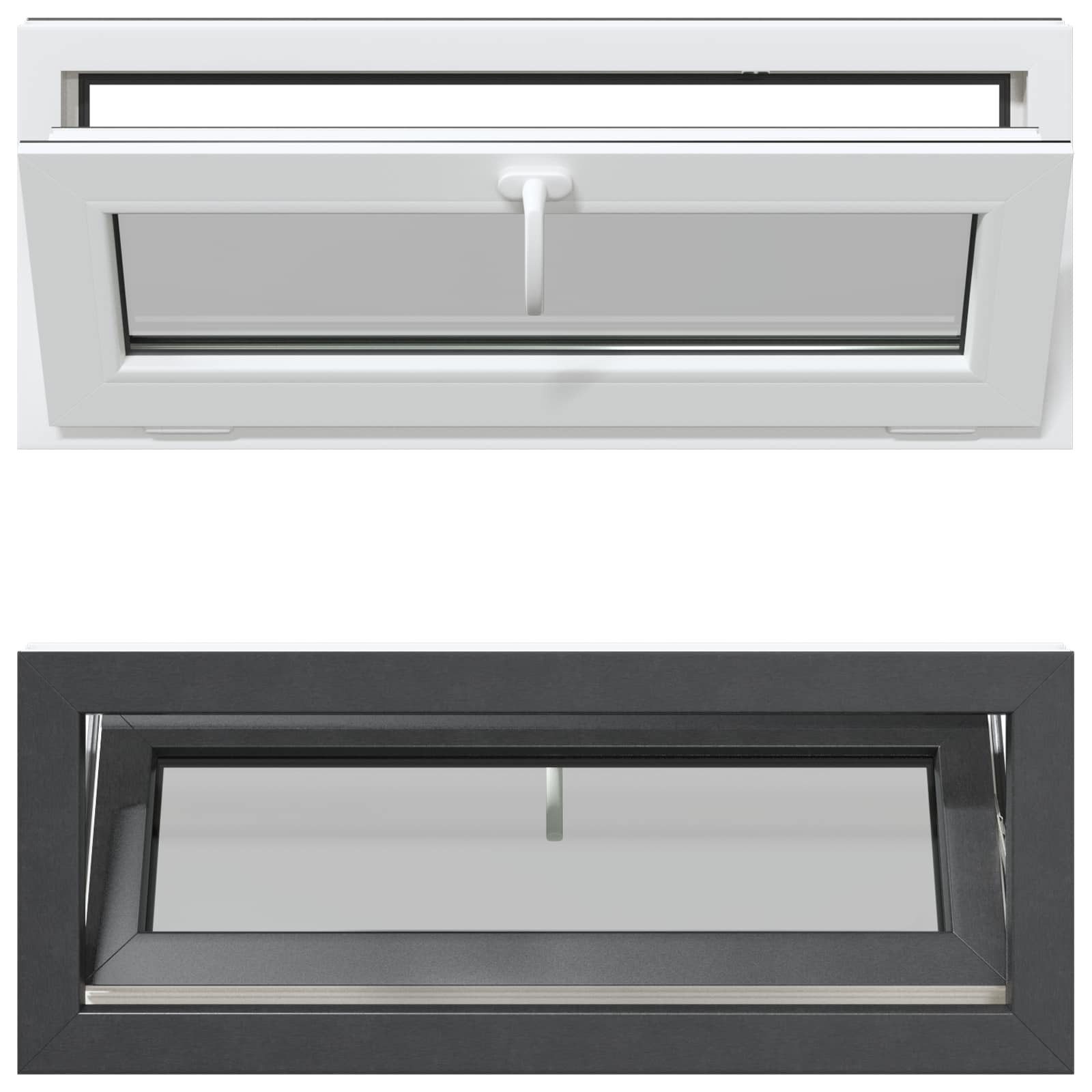 vidaXL Fenster Kellerfenster Innenseite Farbe Weiß RISOR 110 x 40 cm, (1 St)