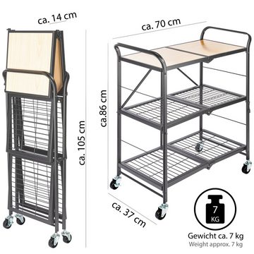 ONVAYA Küchenwagen Küchenwagen klappbar, Rolle/Bremse, Servierwagen, Beistellwagen