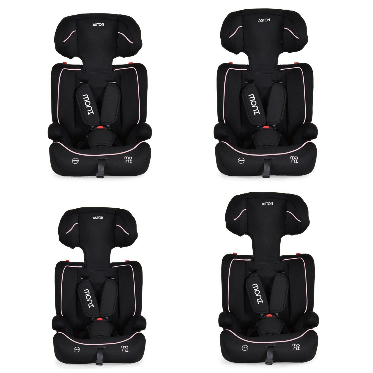 Moni Autokindersitz Kindersitz Aston Gruppe verstellbar, bis: (9-36 ab 9 rosa 36 kg, Monate Kopfstütze 1/2/3, kg)