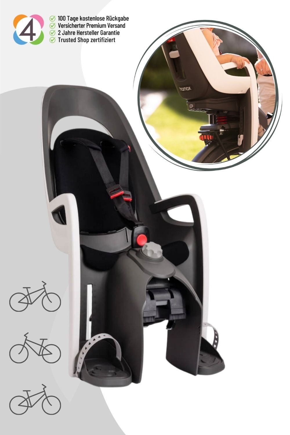 Hamax Fahrradkindersitz Hamax Caress - inkl. Gepäckträger-Adapter