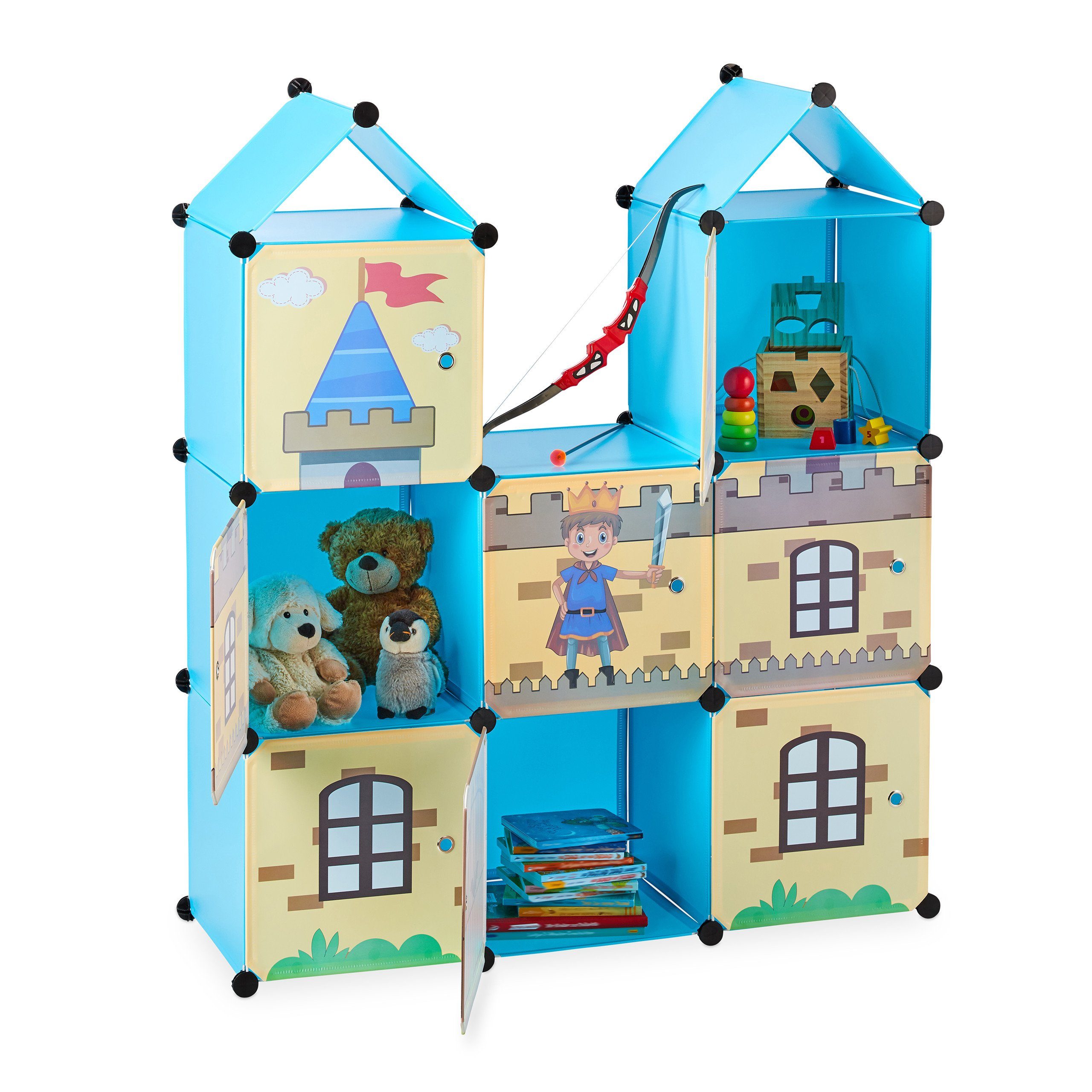 relaxdays Kinderregal Steckregal Kinderzimmer als Ritterburg günstig online kaufen
