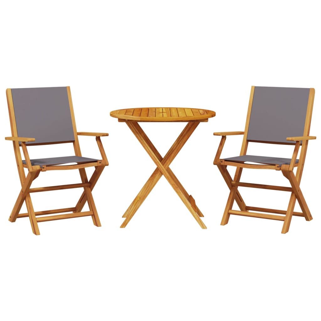 vidaXL Gartenlounge-Set 3-tlg. Bistro-Set Anthrazit Stoff und Massivholz, (1-tlg)