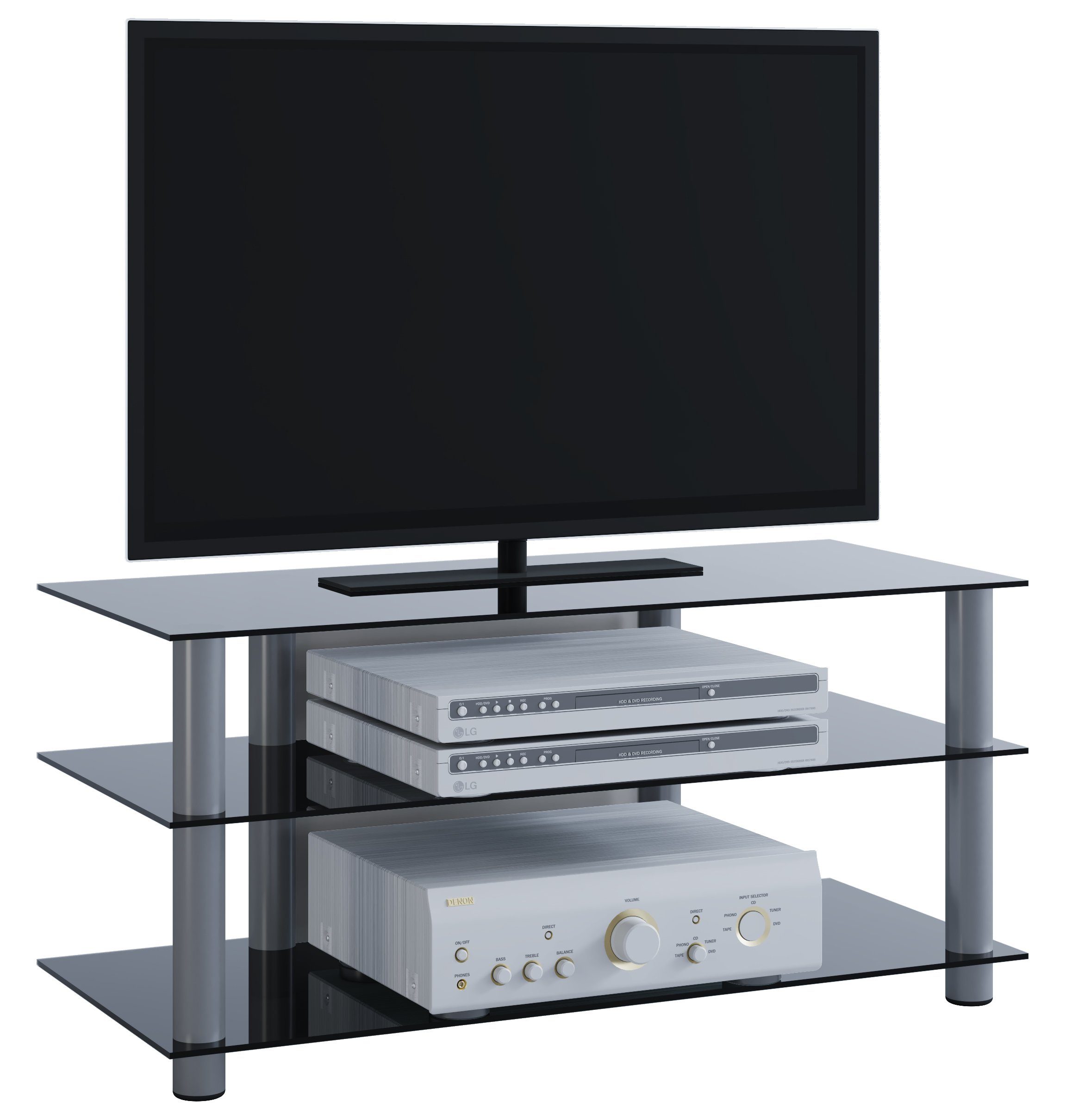VCM TV-Board TV Möbel Sideboard Fernseh Rack Alu Glas Netasa
