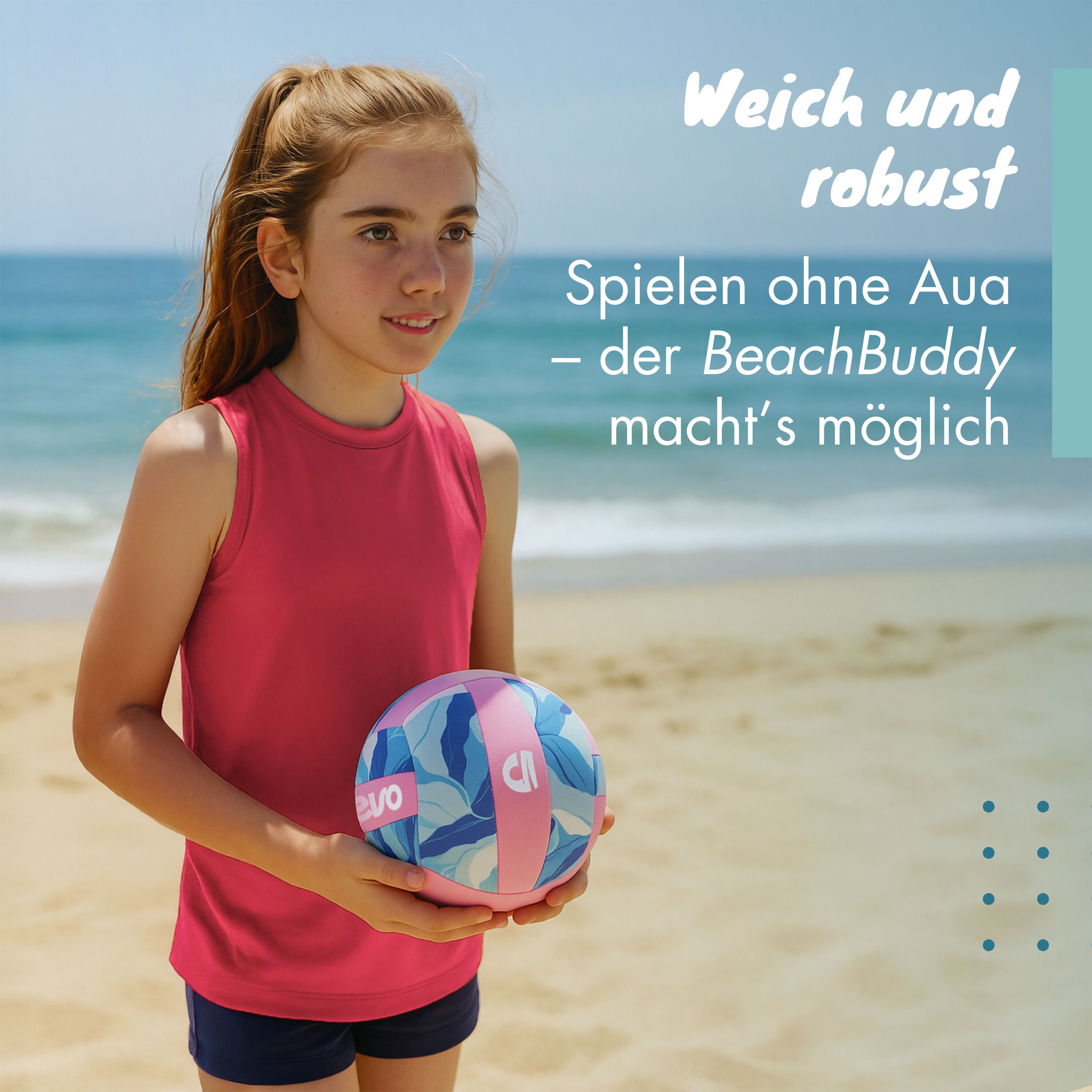 Momevo Beachball Beachbuddy Neopren Wasserball Kinder – Weich für Pool & Strand