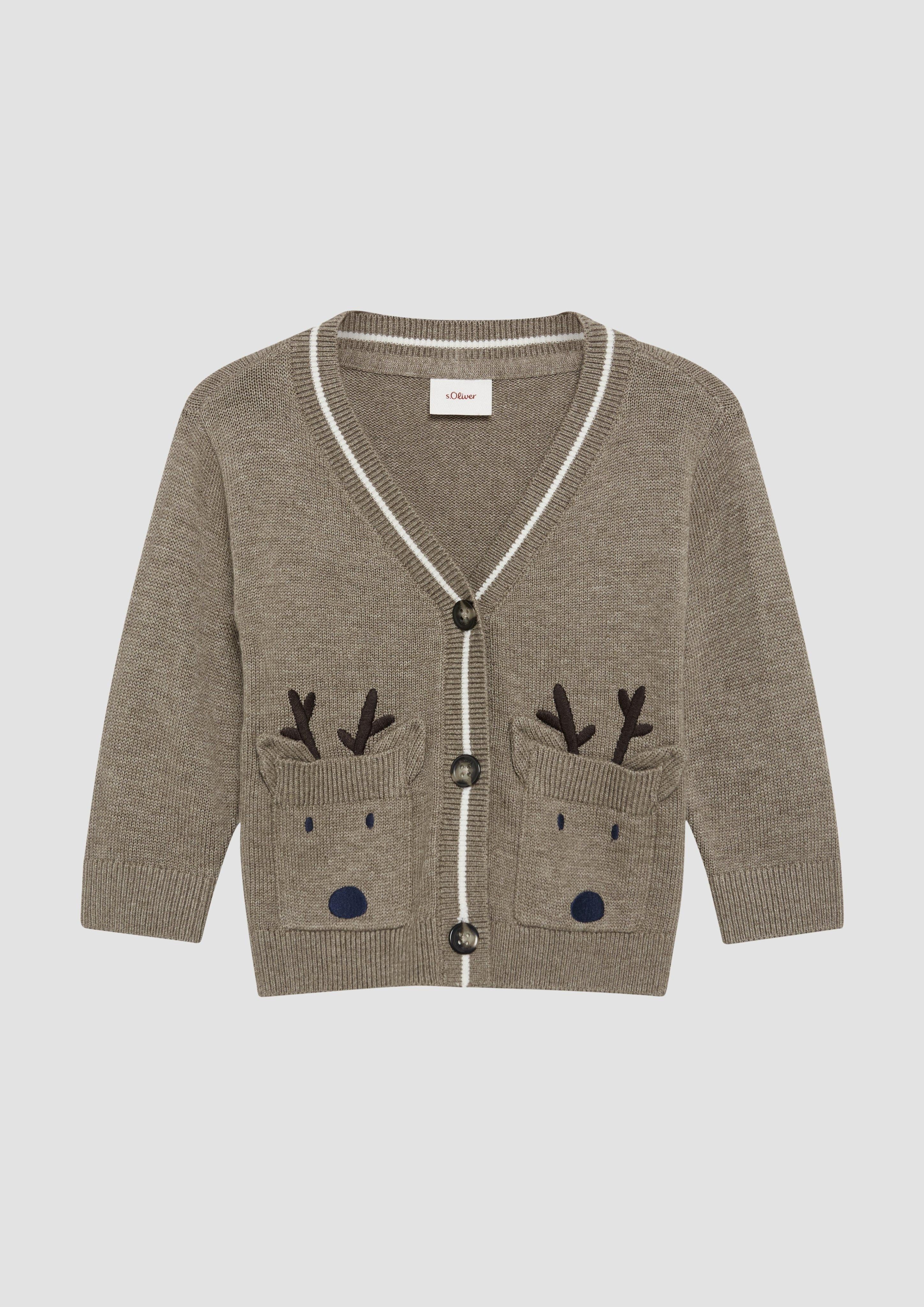 Strickjacke Weiche Strickjacke mit Rentier-Applikation