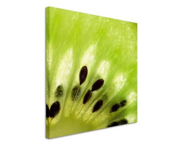 Sinus Art Leinwandbild Food-Fotografie – Makroaufnahme einer grüne Kiwifrucht auf Leinwand